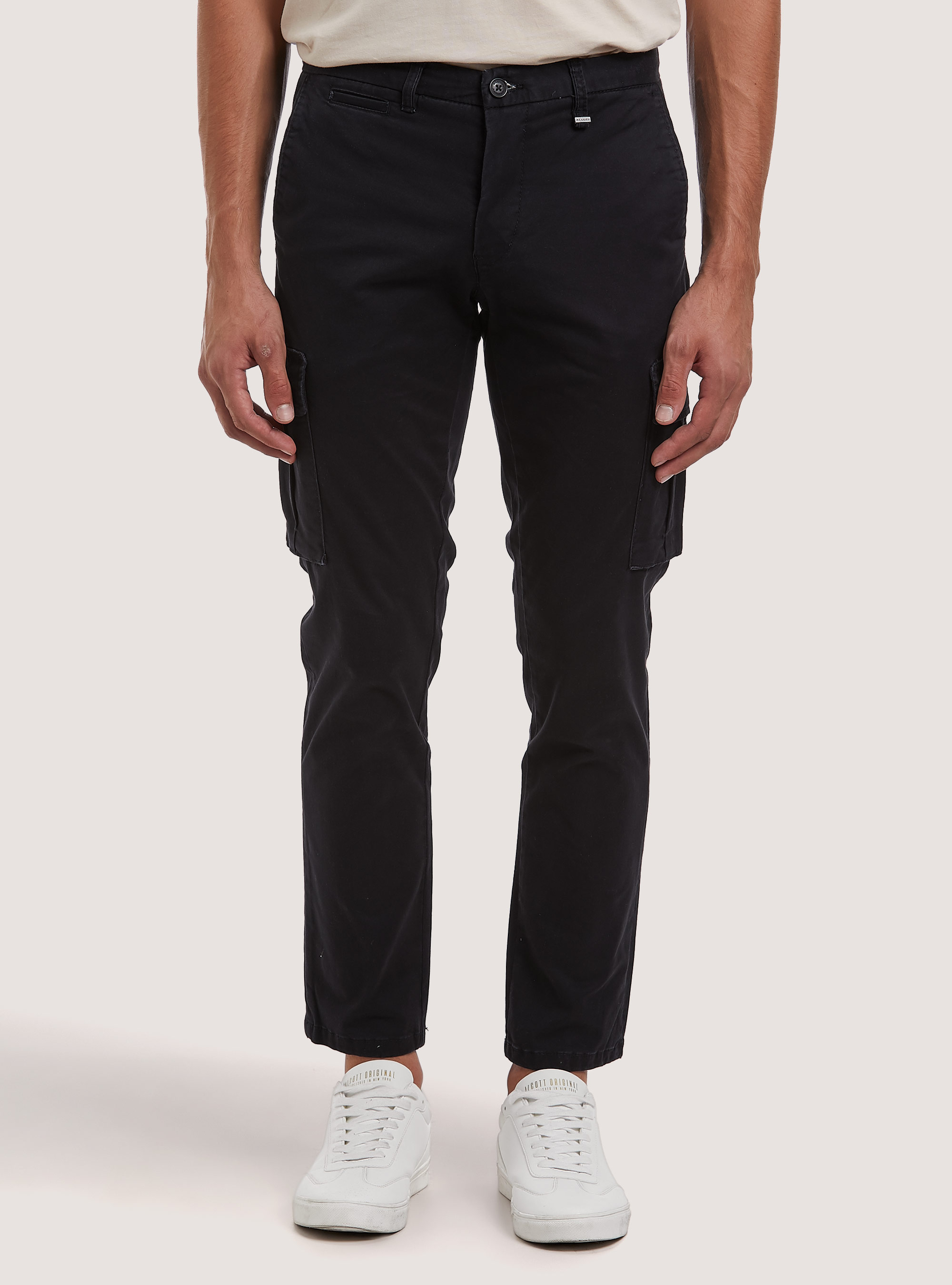 Cotton cargo chinos, BK1 BLACK