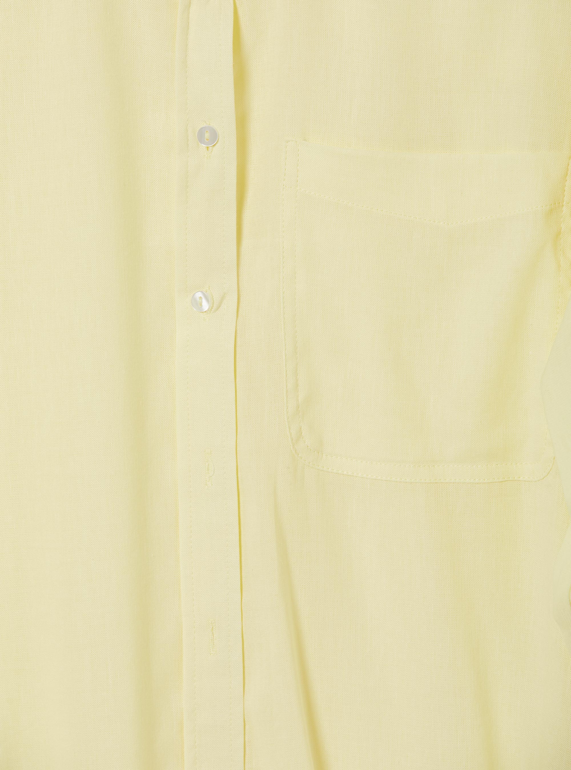 Linen blend shirt with breast pocket, YE3 YELLOW LIGHT