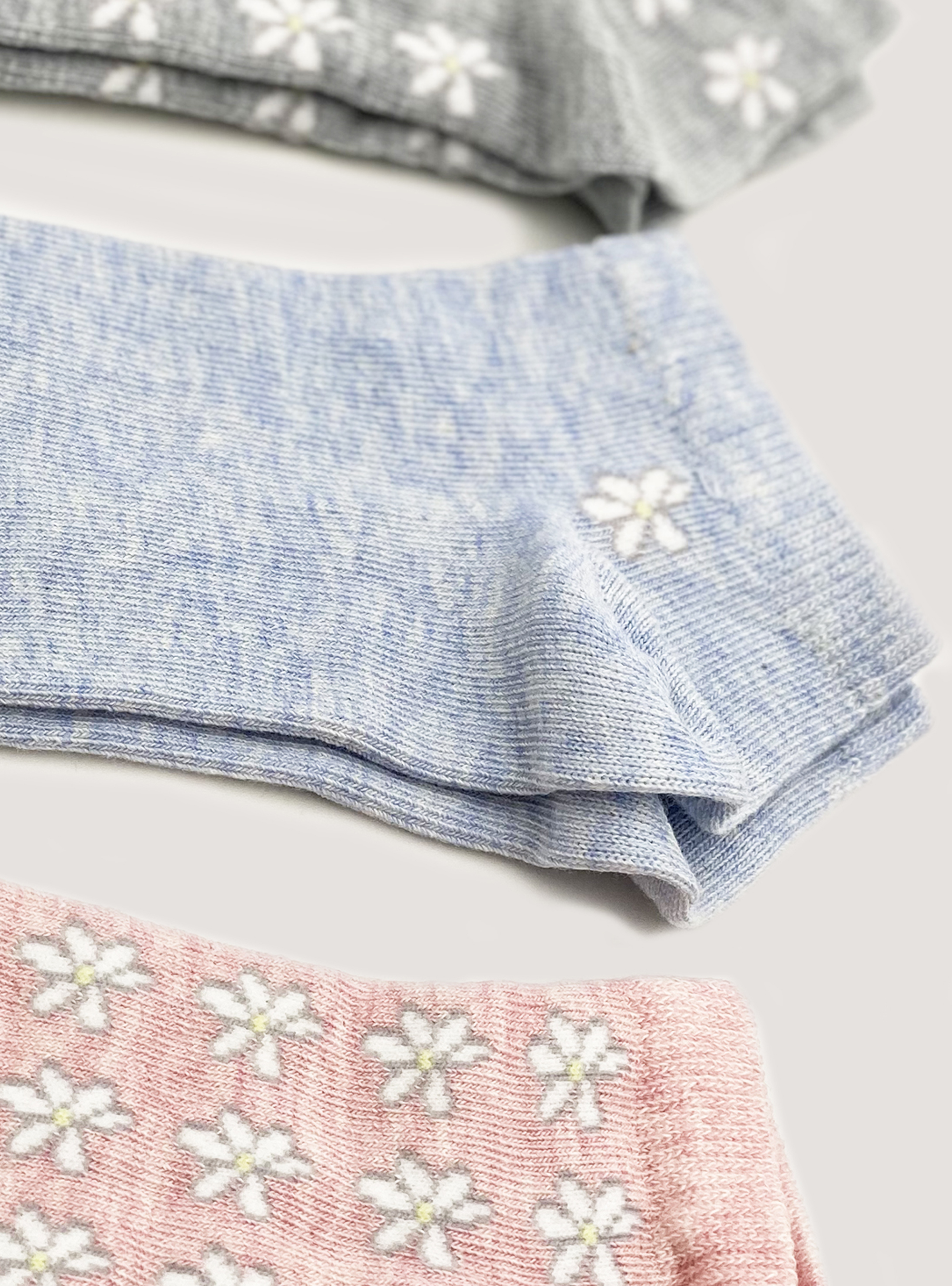 Set of 3 pairs of socks with flowers, MULTICOLOR