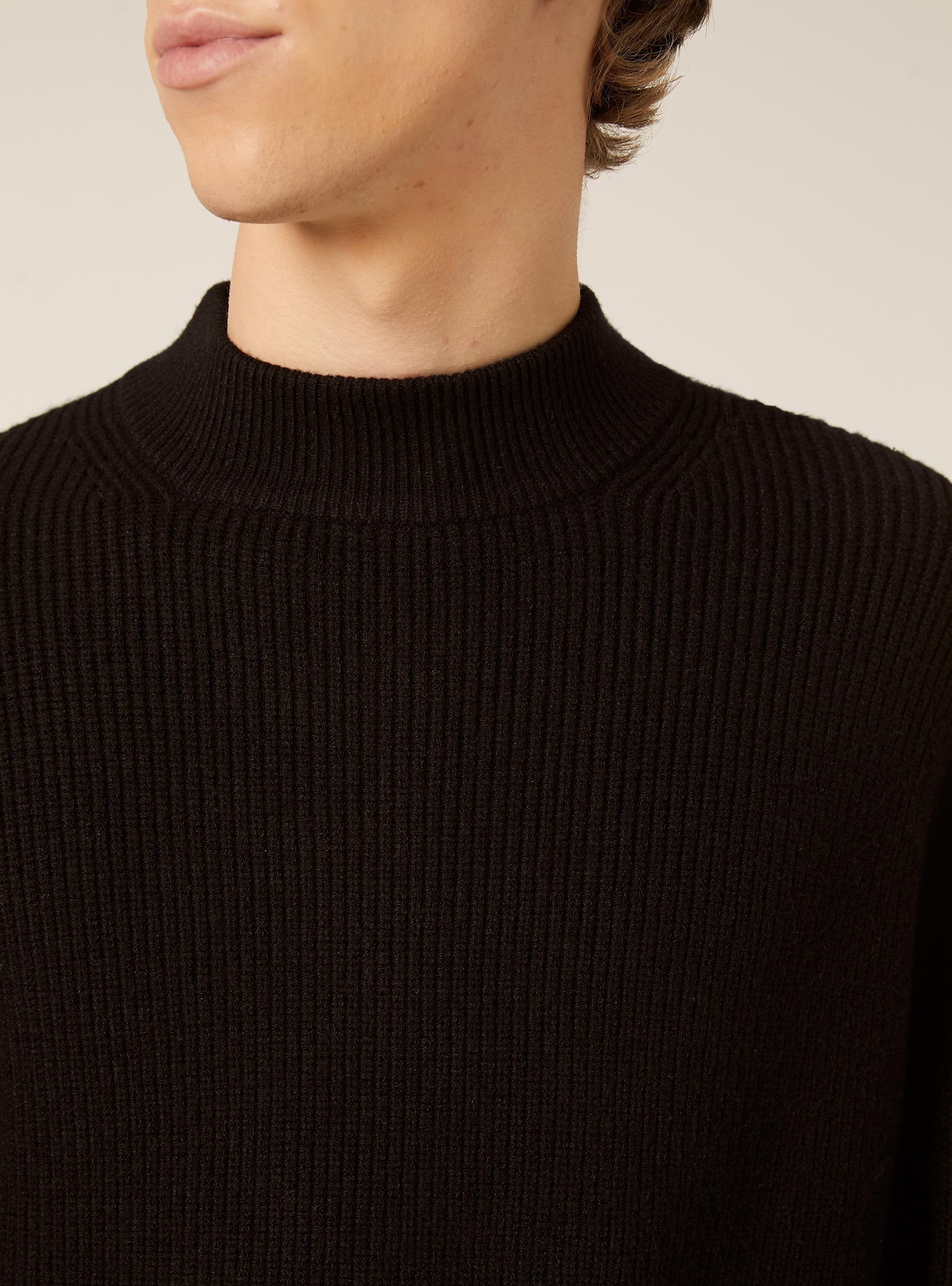Soft mid-neck pullover, BK1 BLACK