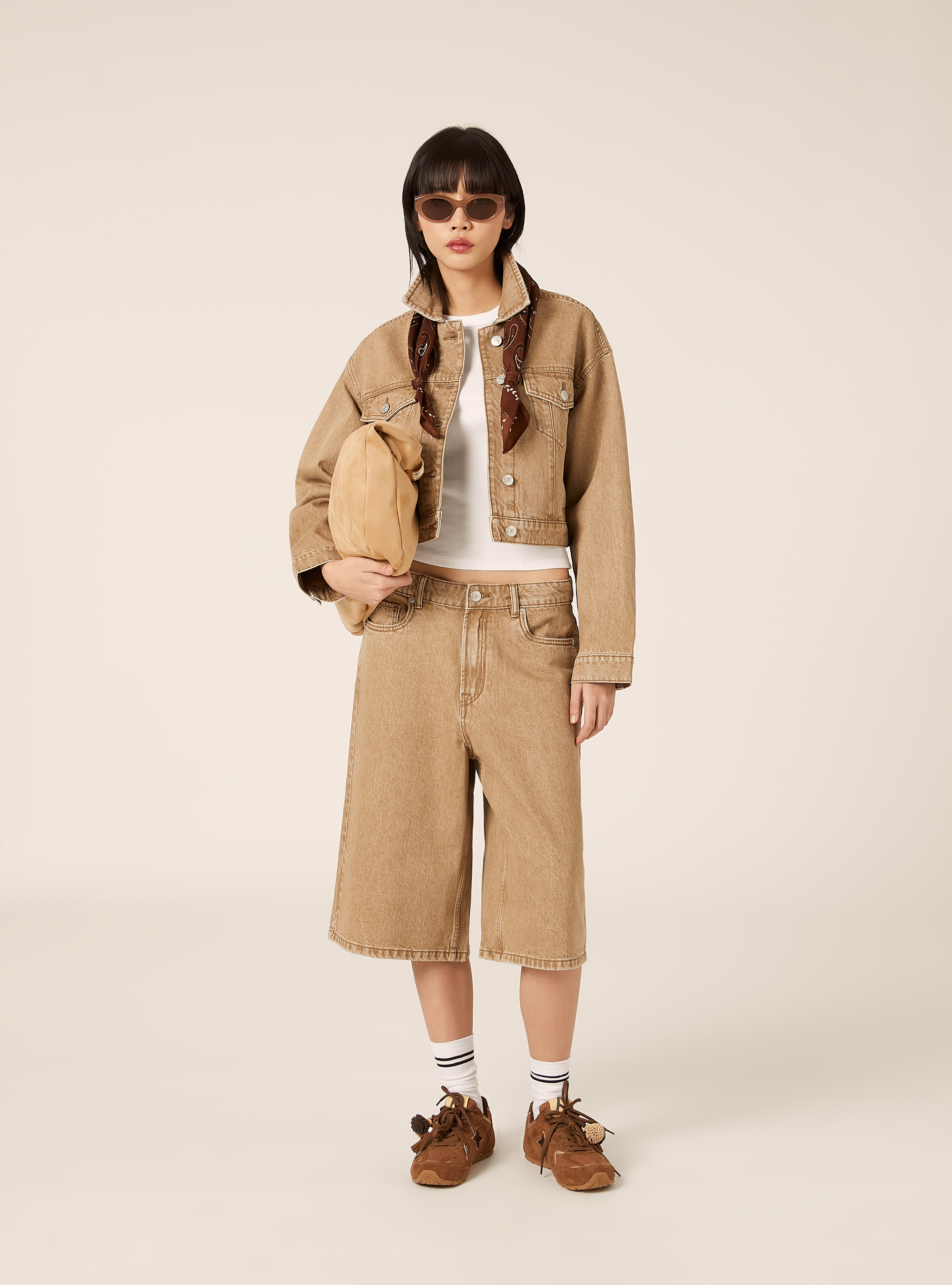 Giubbotto in denim colorato, TB2 TOBACCO MEDIUM