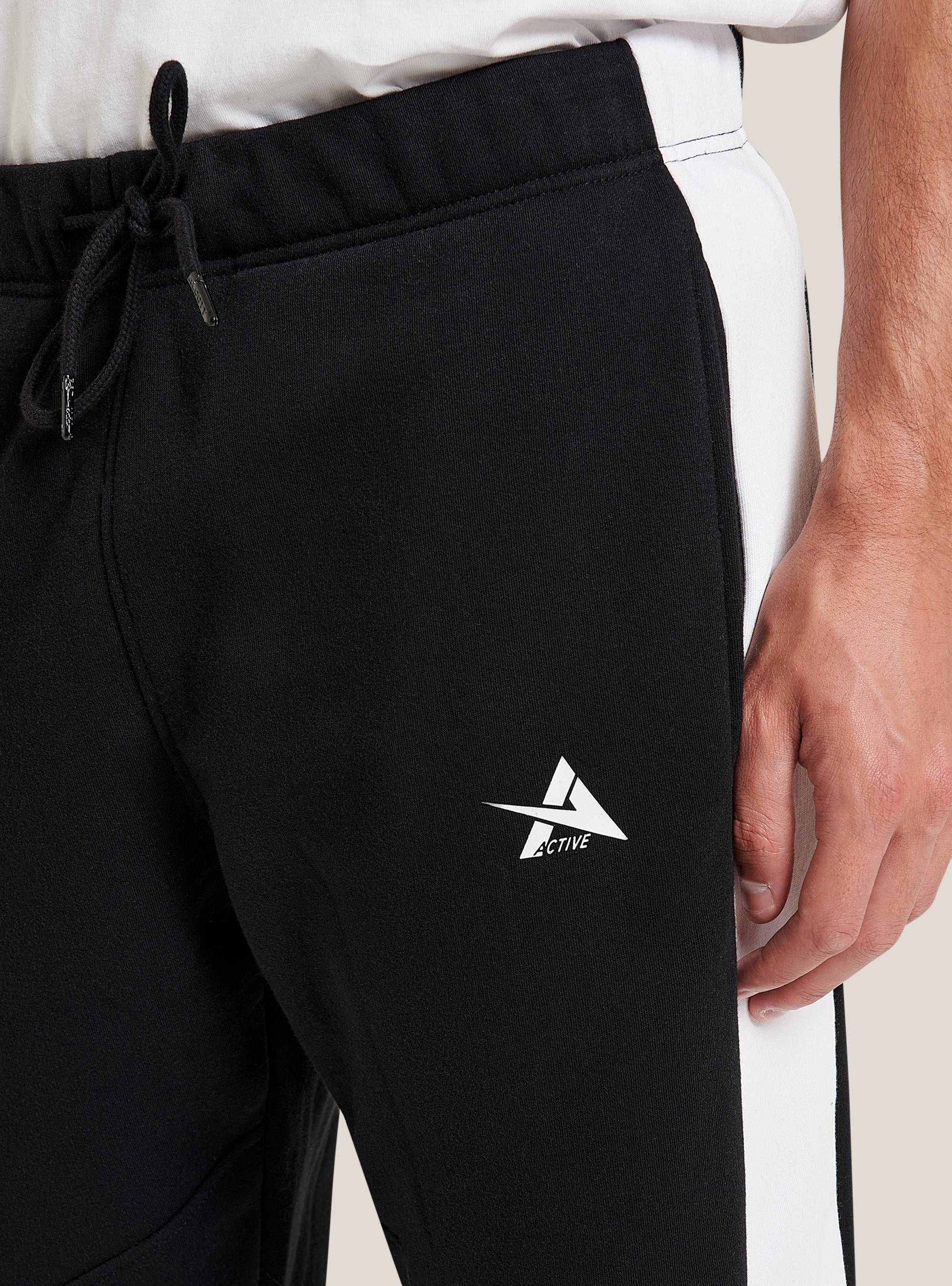 Plush trousers with print, BLACK