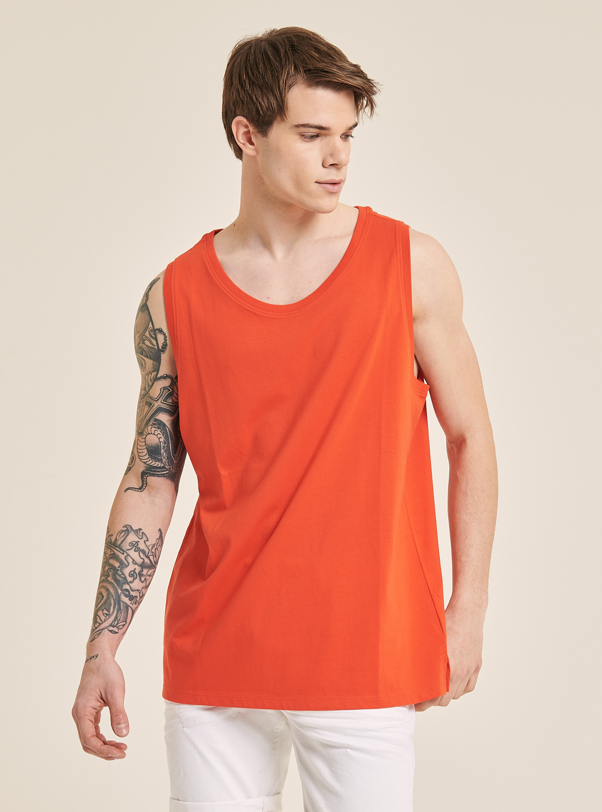 Débardeur en coton basique, C321 ORANGE