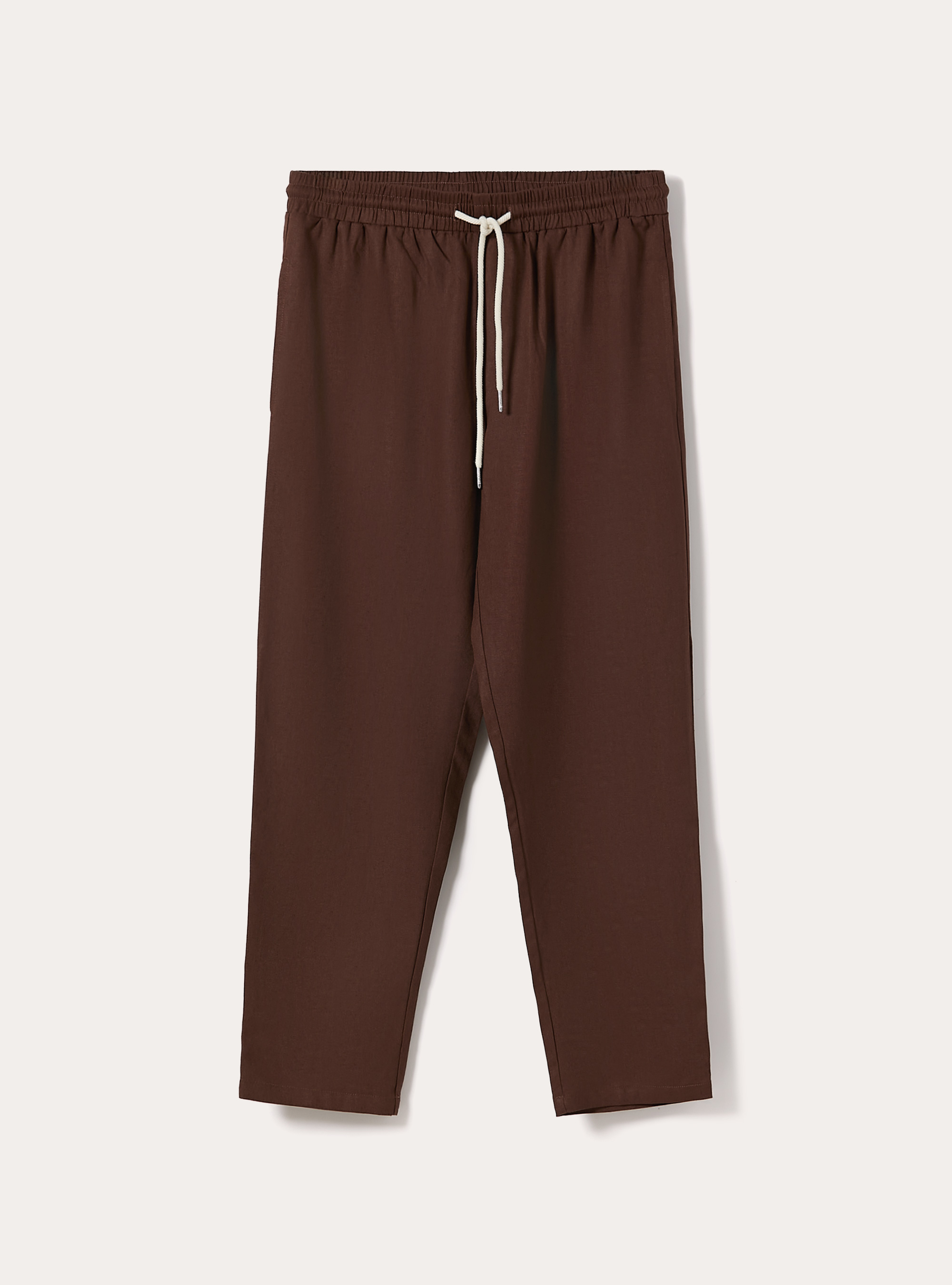 Pantalaccio in misto lino  con coulisse in vita, BR1 BROWN DARK
