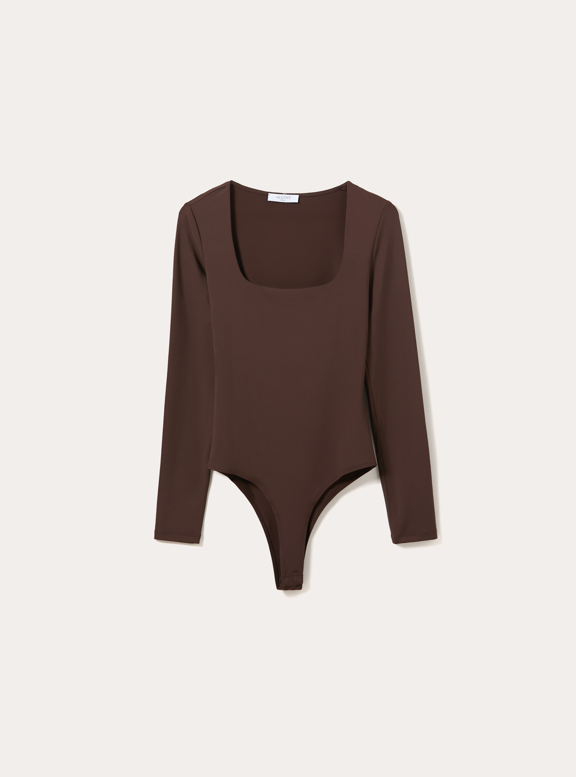 Body a manches longues avec encolure carre, BR1 BROWN DARK