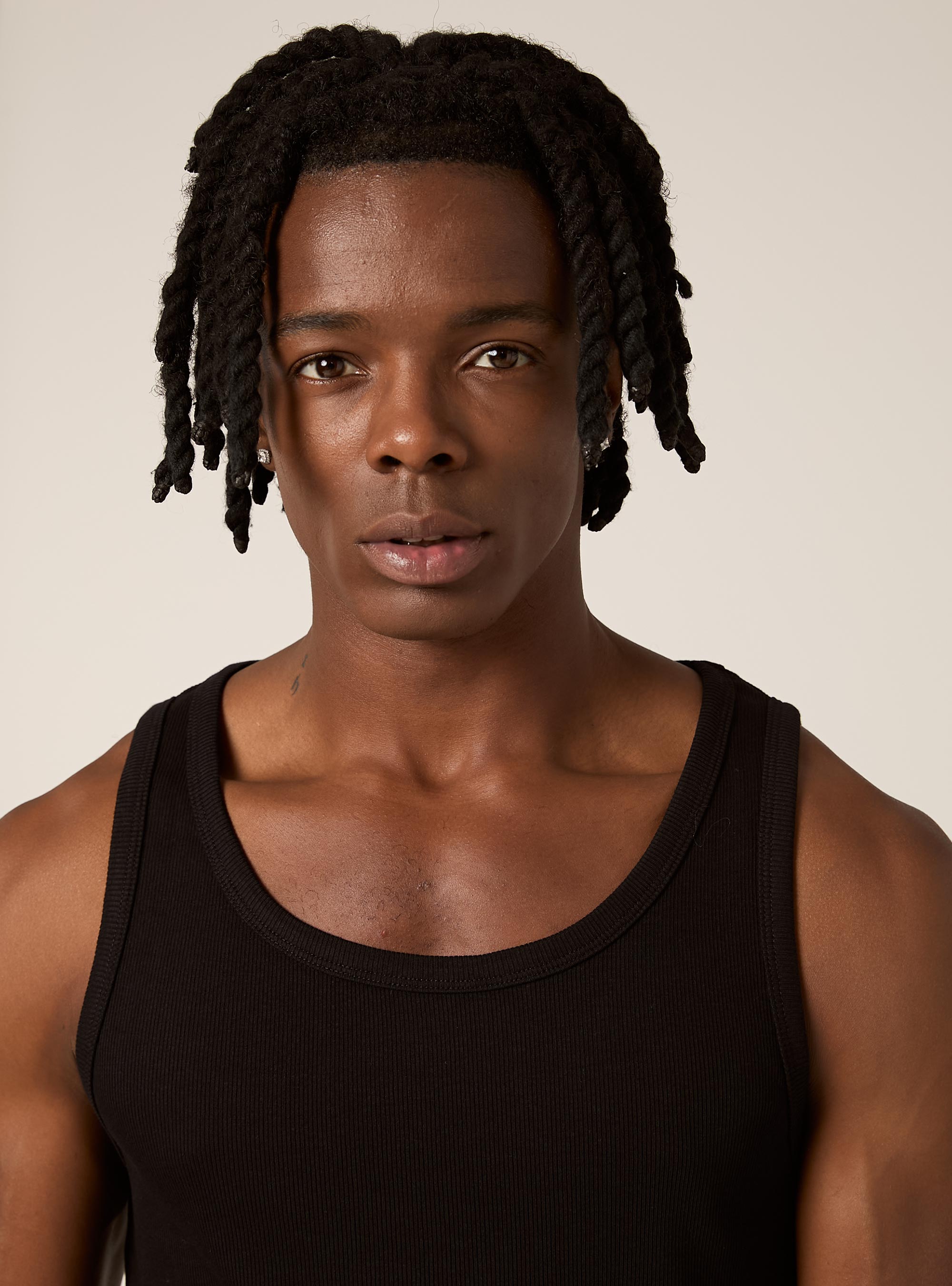 Ribbed cotton tank top, BK1 BLACK