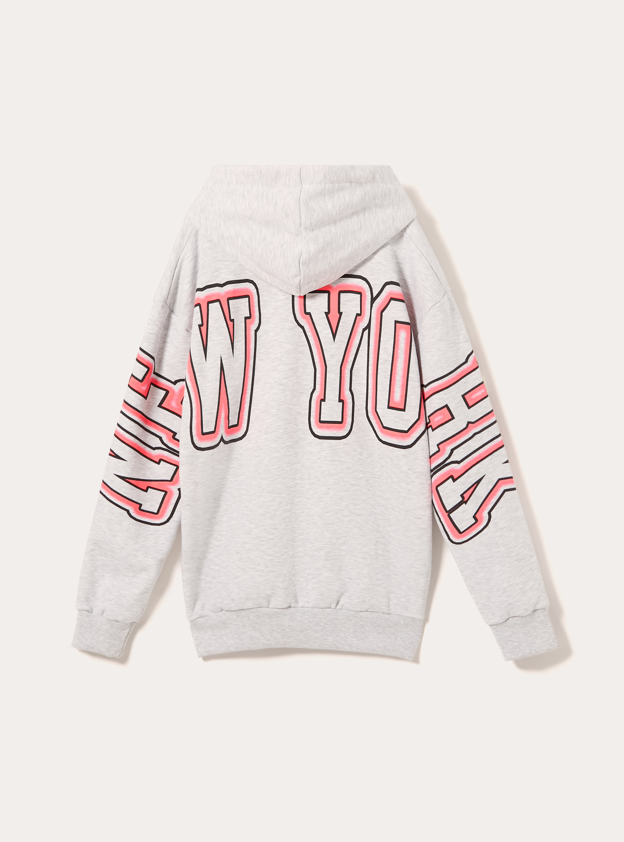 Printed hooded sweatshirt, MGY3 GREY MEL LIGHT