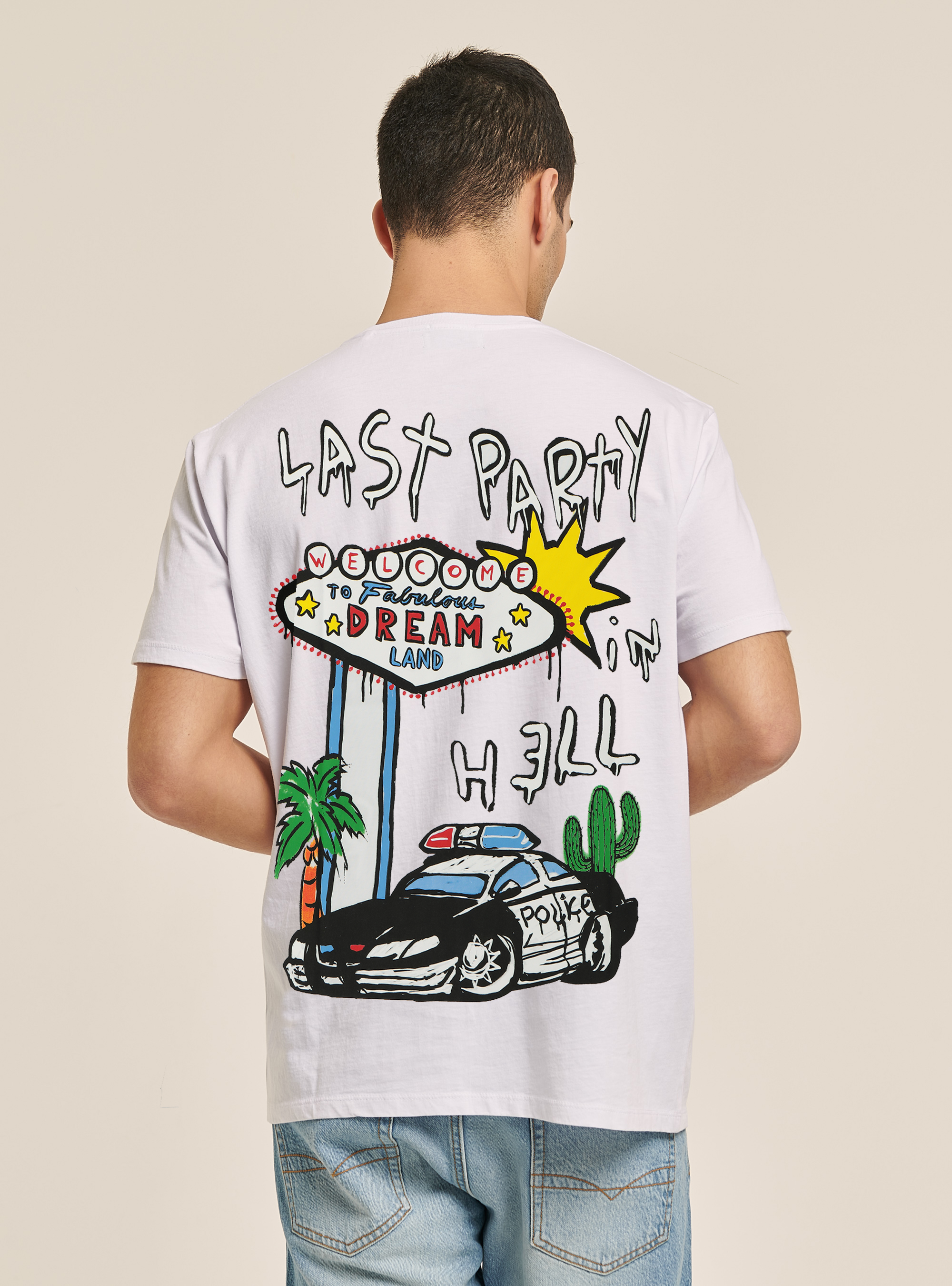Cotton T-shirt with print, WH2 WHITE