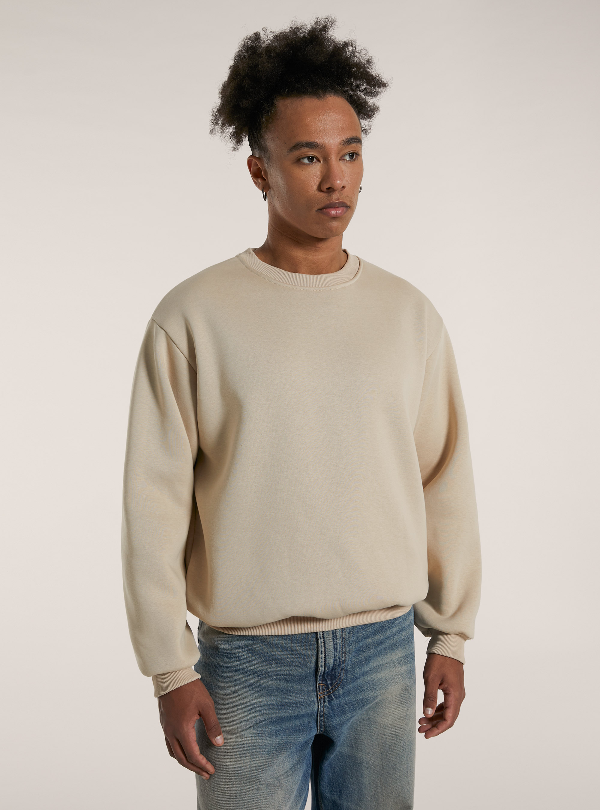 Sudadera de cuello redondo y corte cuadrado, BG3 BEIGE LIGHT