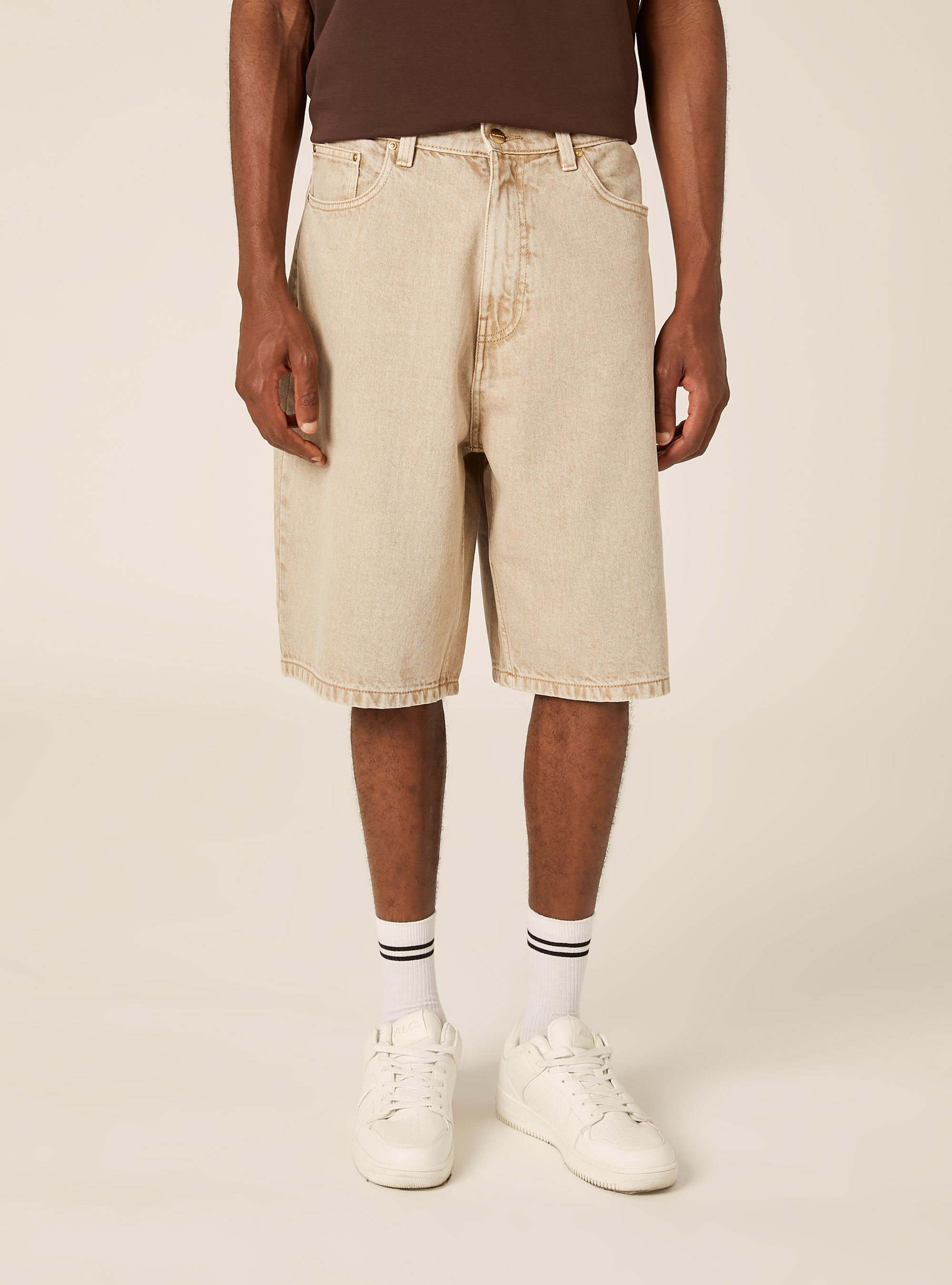 Bermuda jort in denim colorato, BG2 BEIGE MEDIUM