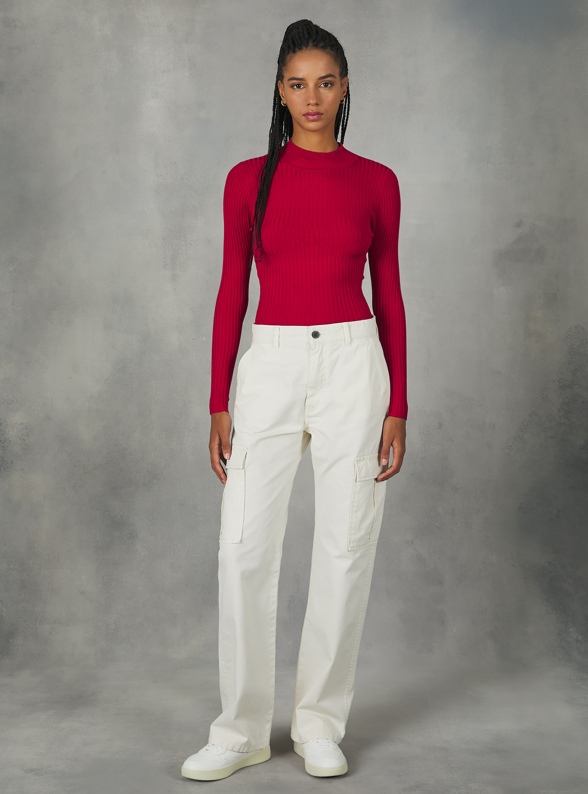 Pull cropped demi-cou cotele, RD1 RED DARK