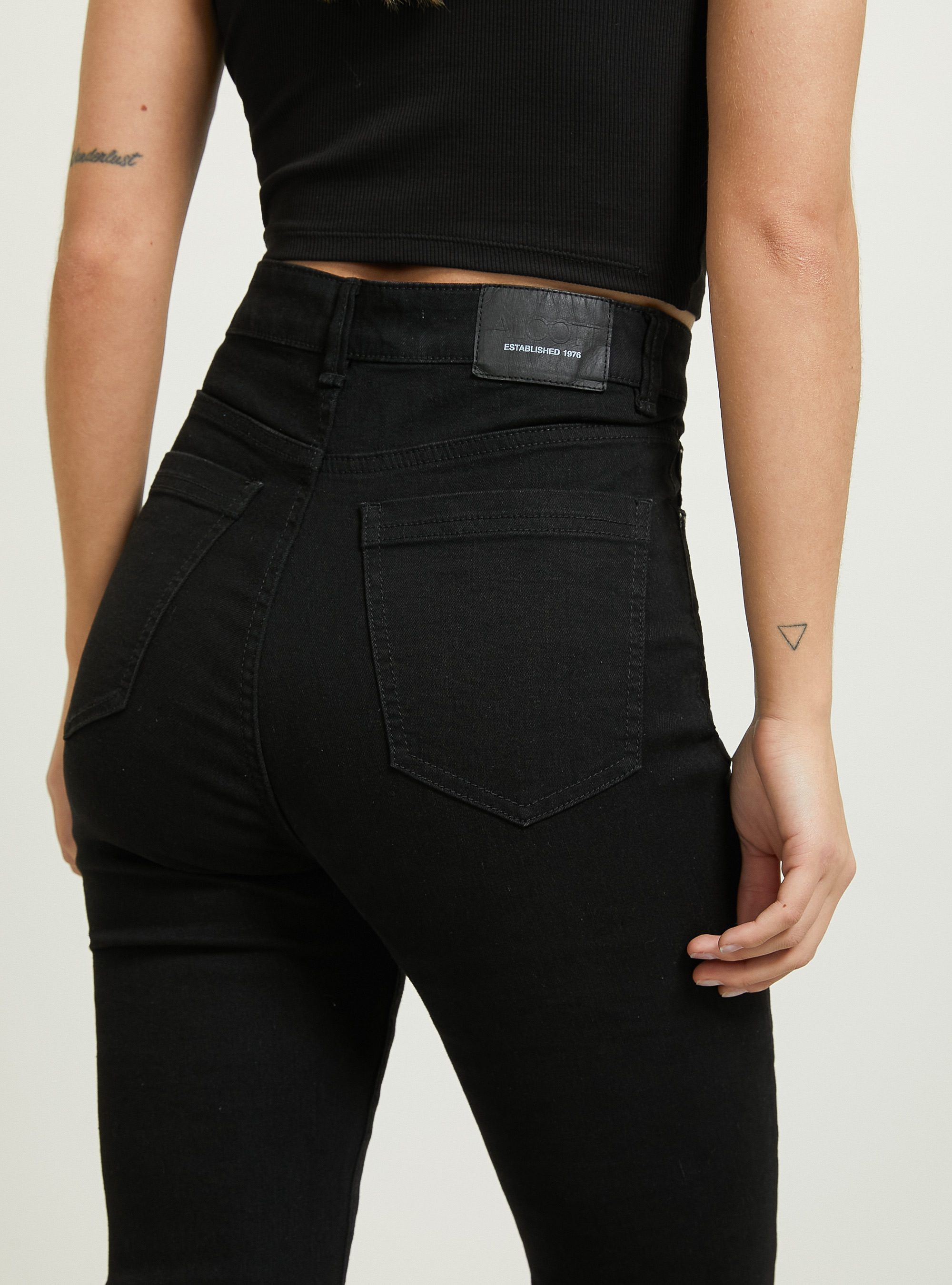 Pantalón acampanado de sarga elástica, BK1 BLACK