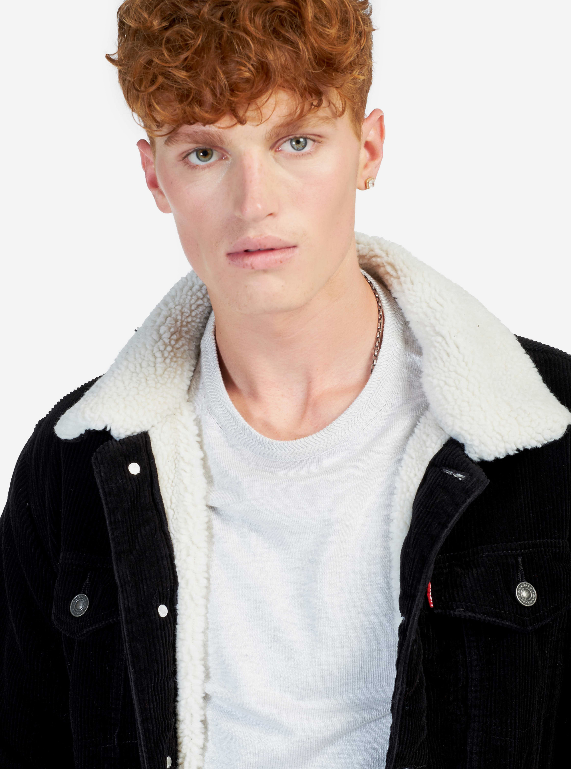 Giubbotto in vellutto con pelliccia, NERO