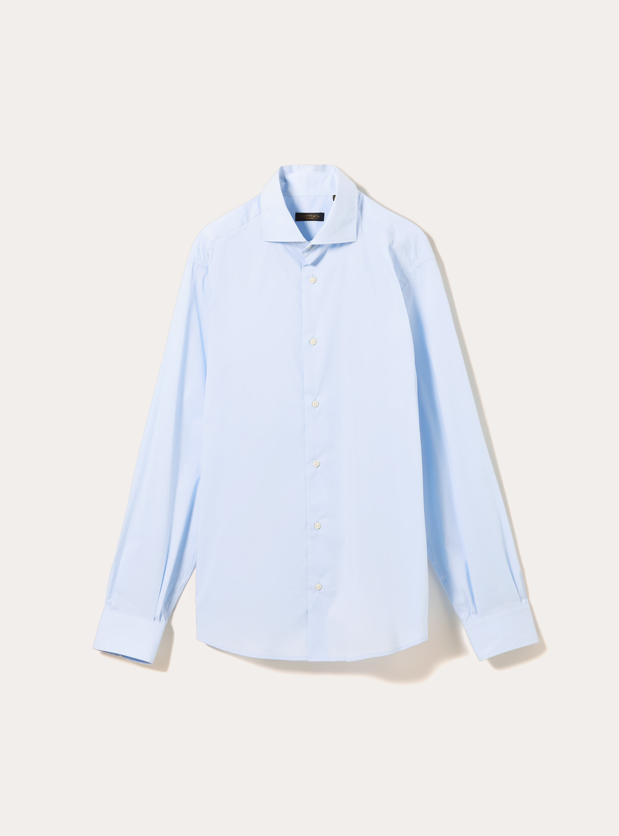 Camisa de popelina elástica con cuello francés, AZ2 AZURE MEDIUM