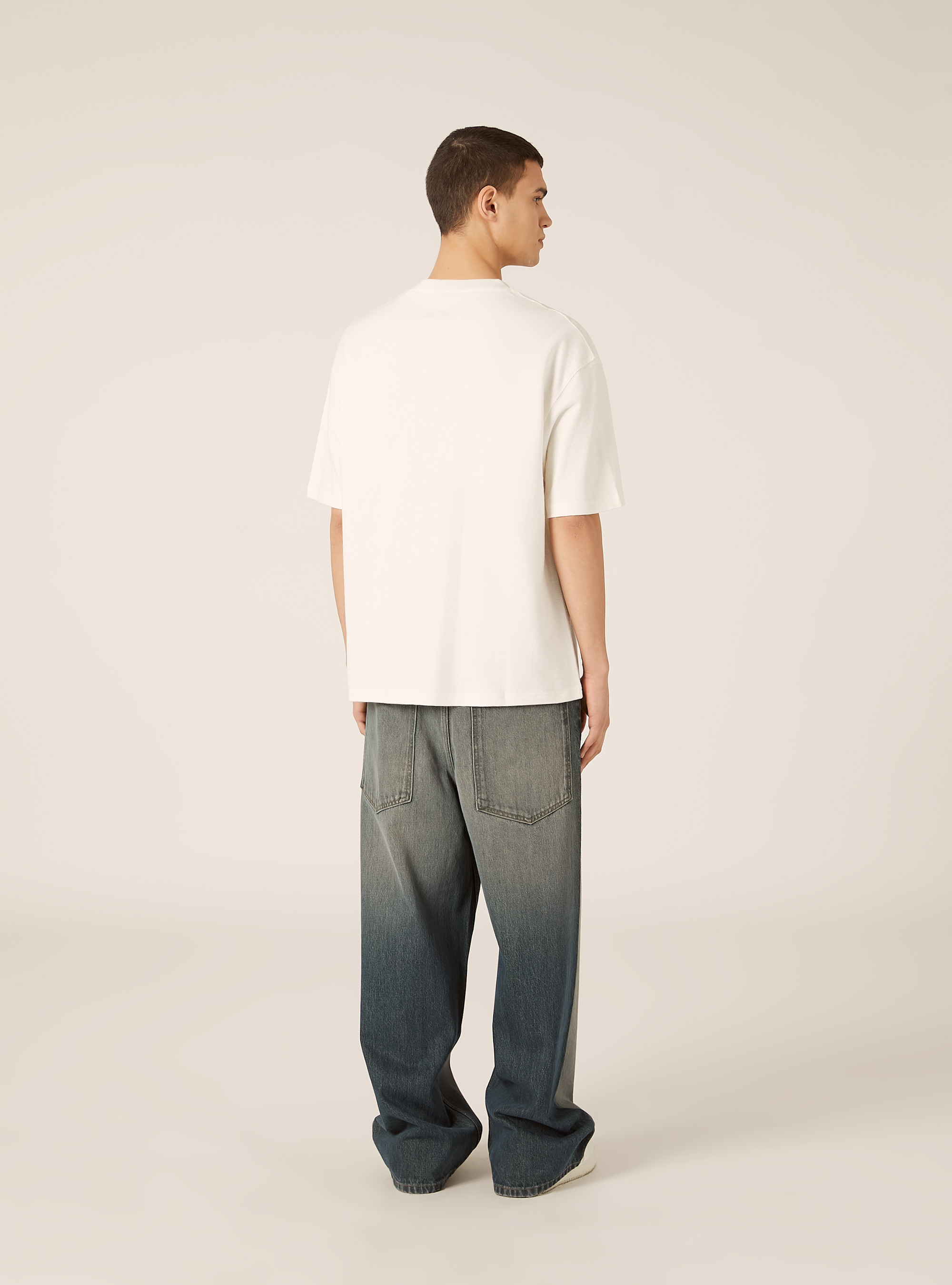 T-shirt in jersey texture fit boxy, WH1 OFF WHITE