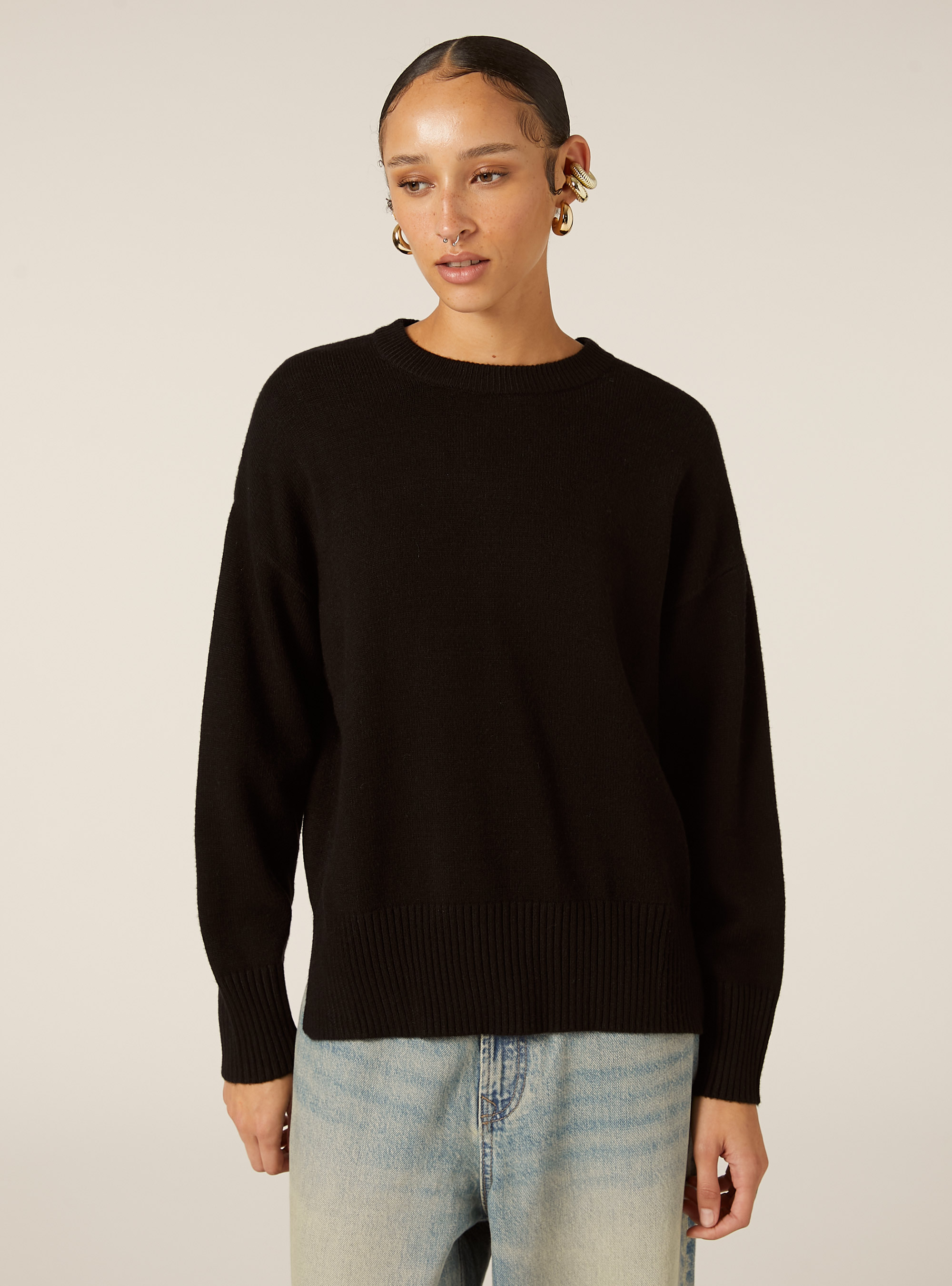 Maglia girocollo basic, BK1 BLACK