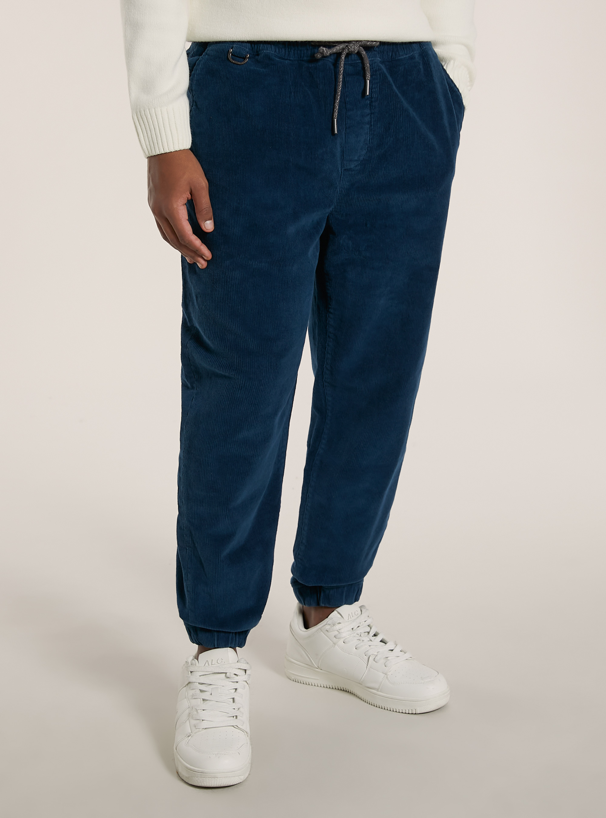 Ribbed velvet joggers, OB2 BLUE OIL MED.