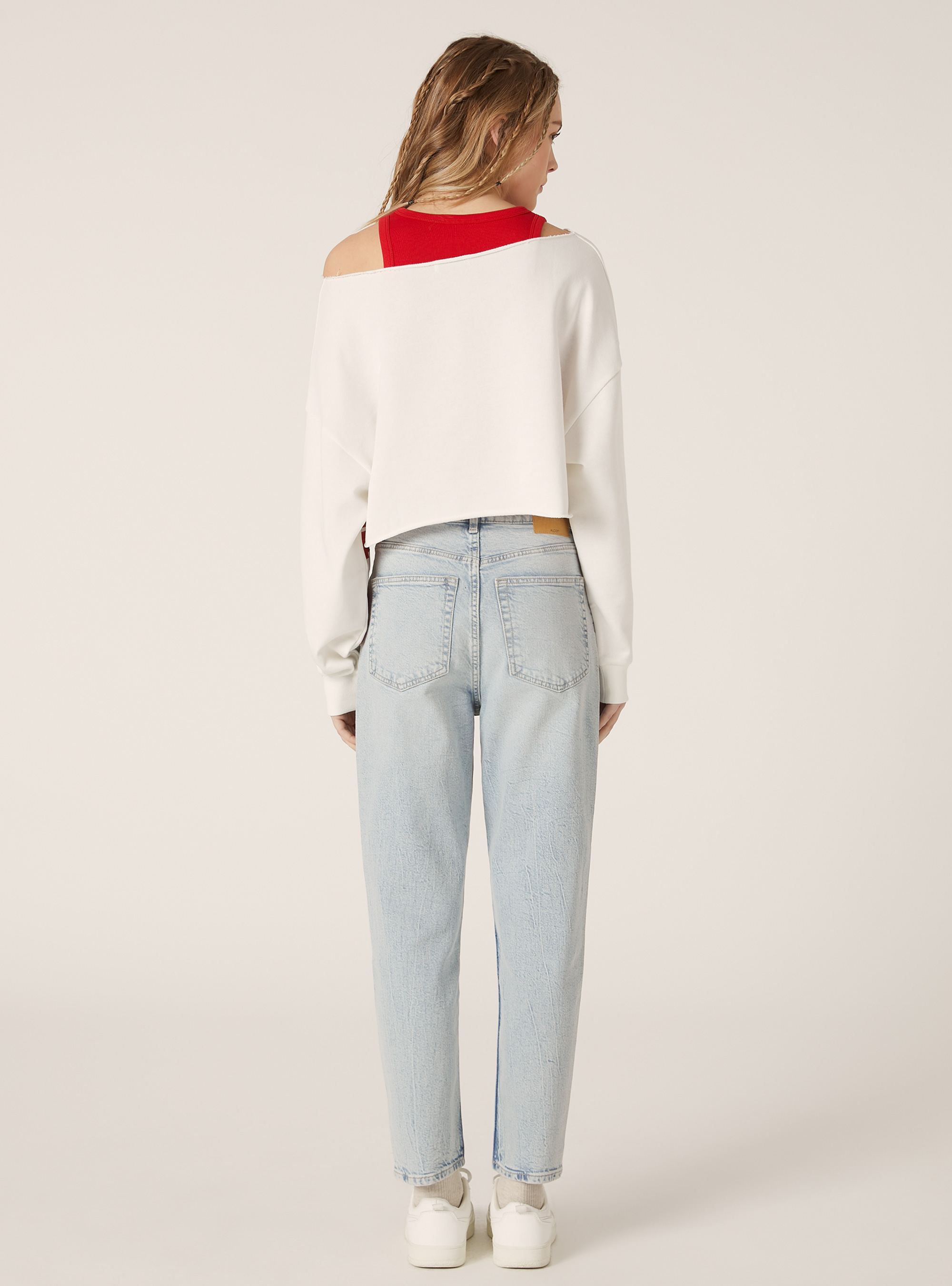 Sudadera corta con hombros descubiertos, WH1 OFF WHITE