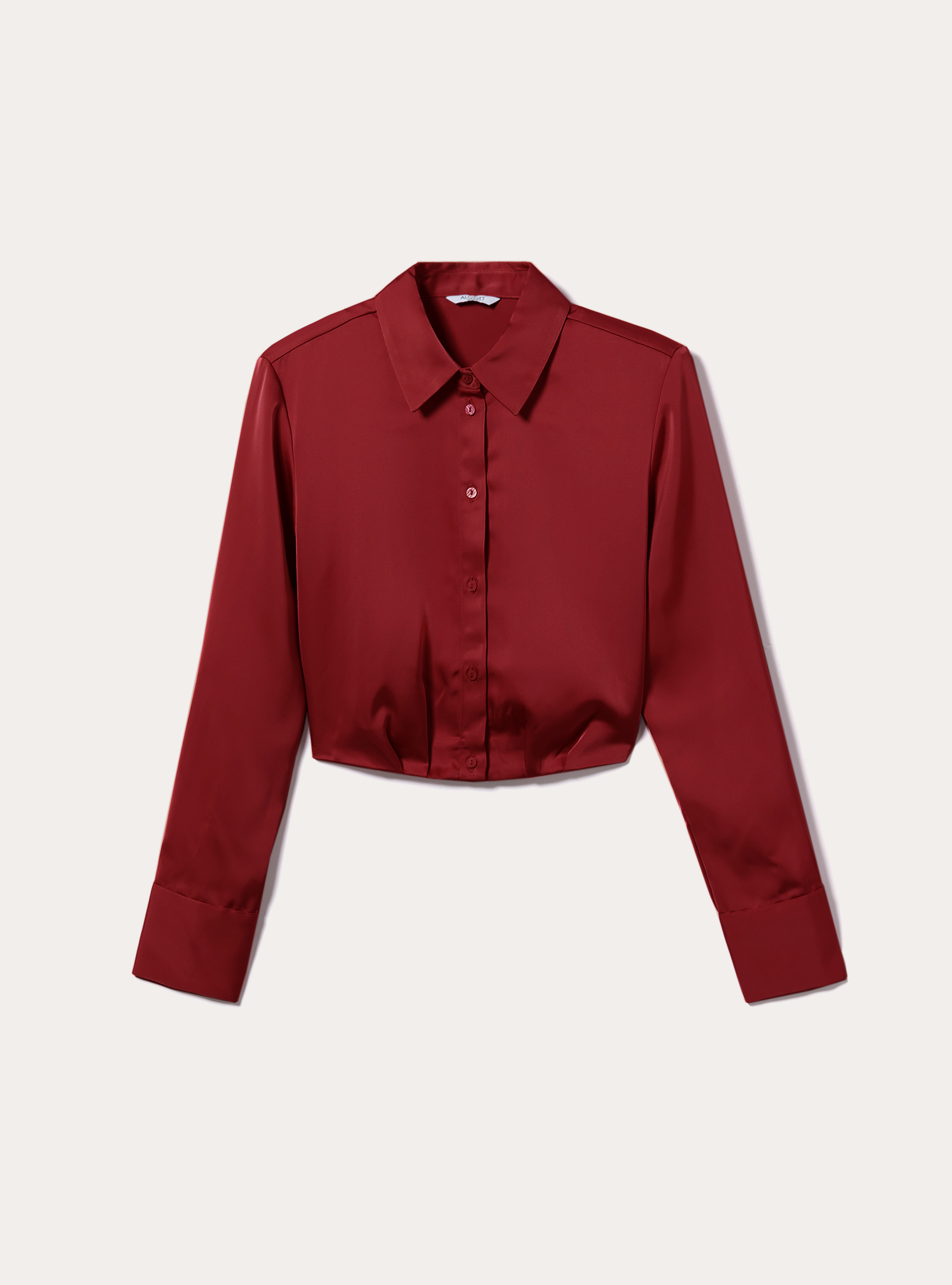 Camisa corta de satén, BO2 BORDEAUX MEDIUM