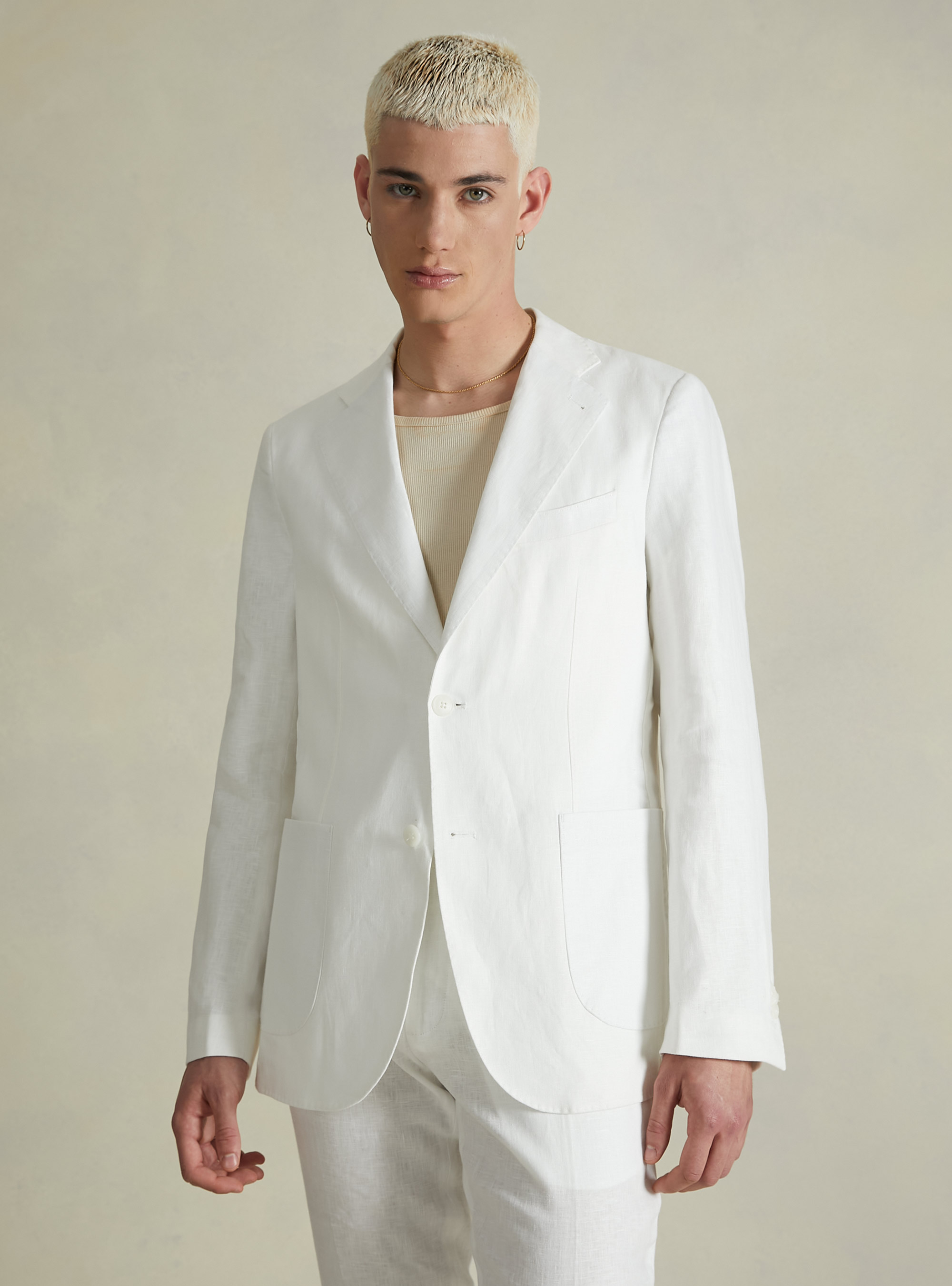 Pure Linen Jacket, WH1 OFF WHITE