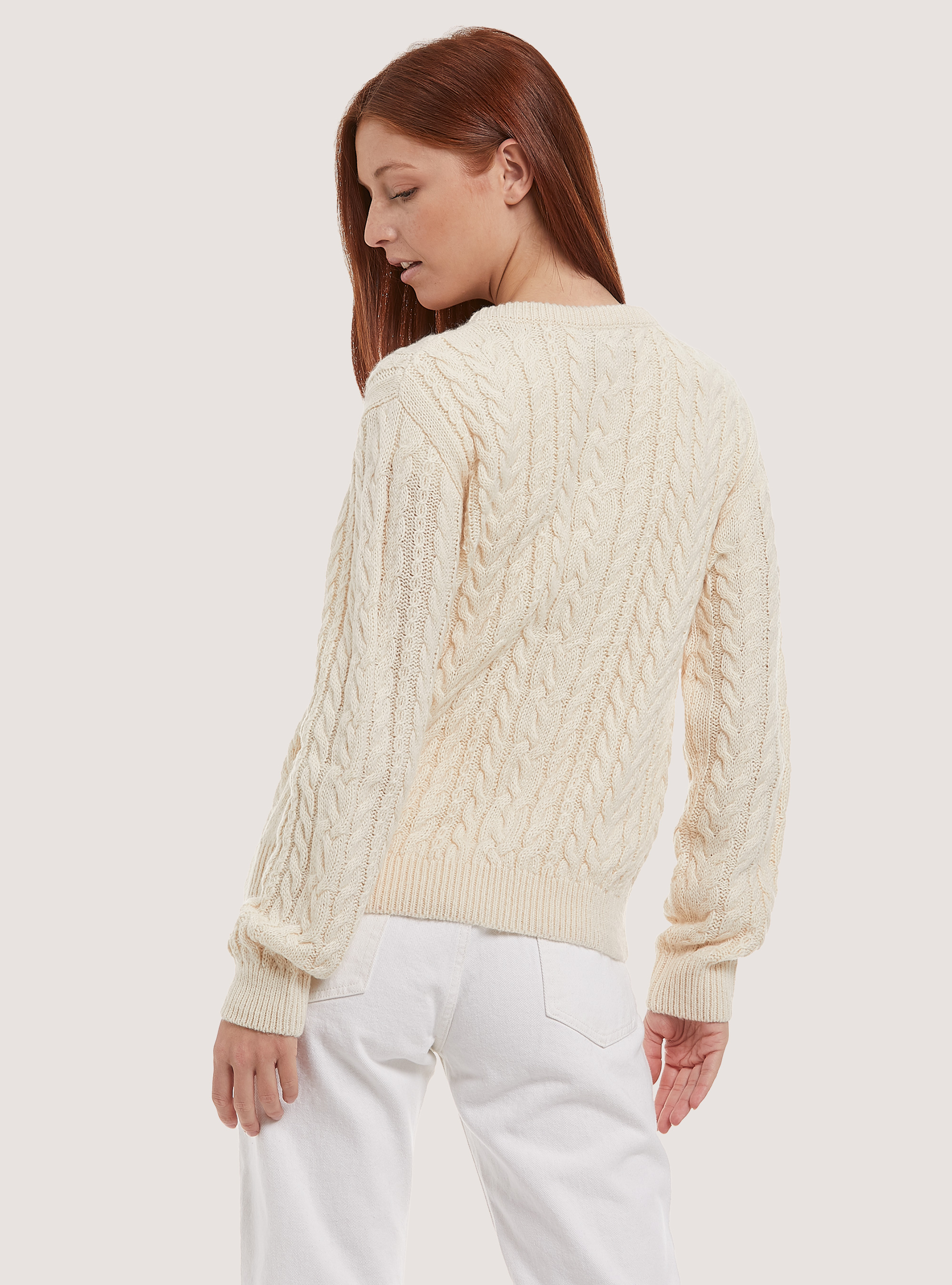 Pullover con trecce, WH1 OFF WHITE