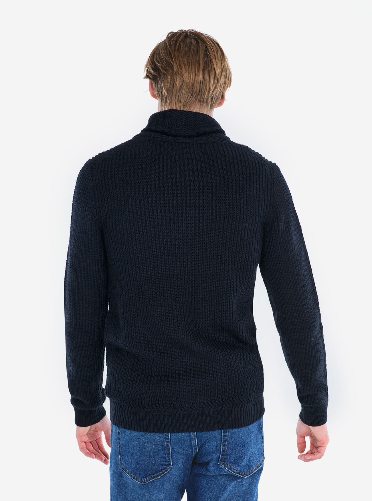 PULLOVER WITH SHAWL COLLAR, BLUE NAVY
