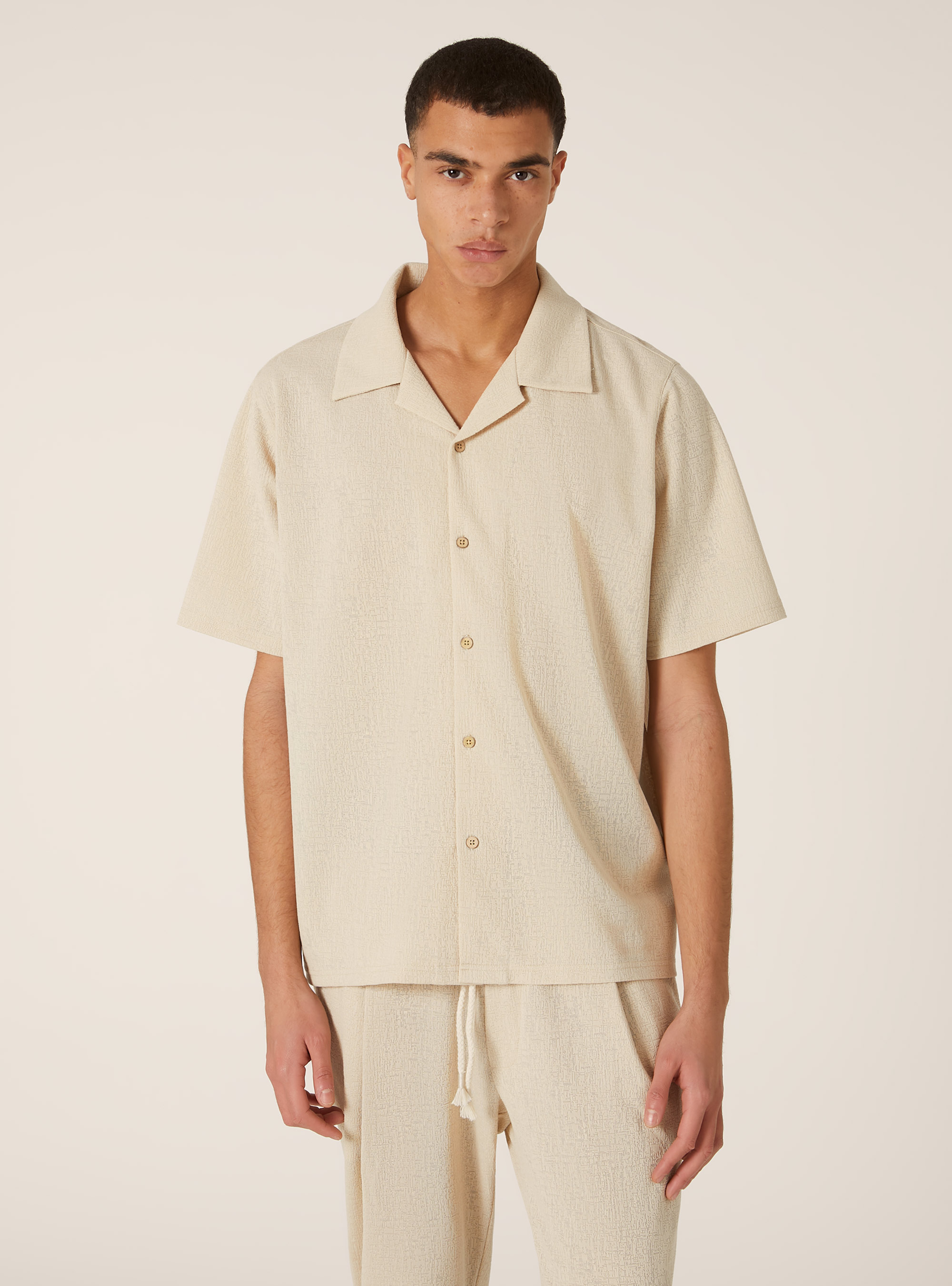 Chemise à manches courtes avec texture, CR3 CREAM LIGHT