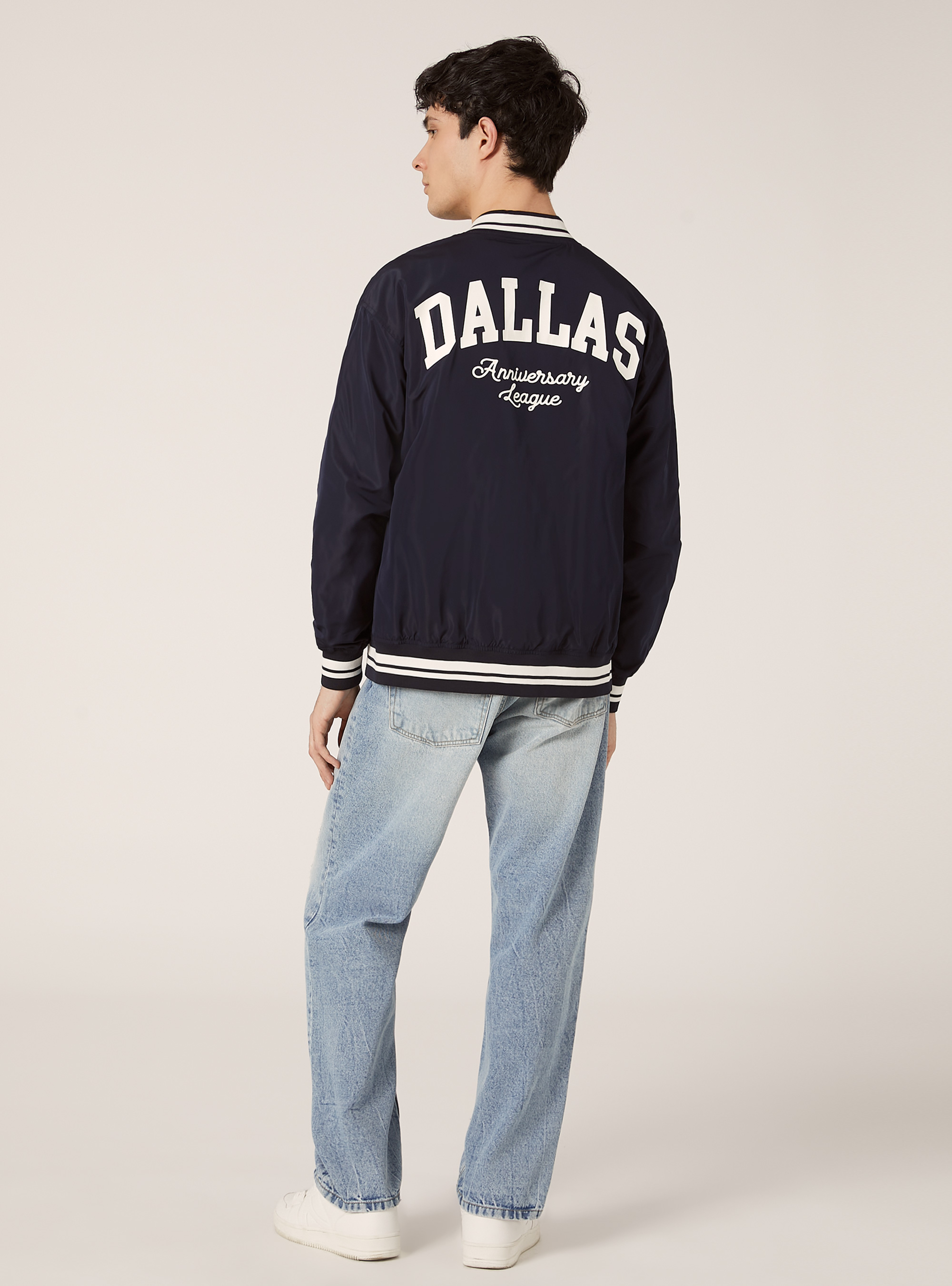 Blouson bombardier léger avec imprimé, NA1 NAVY DARK