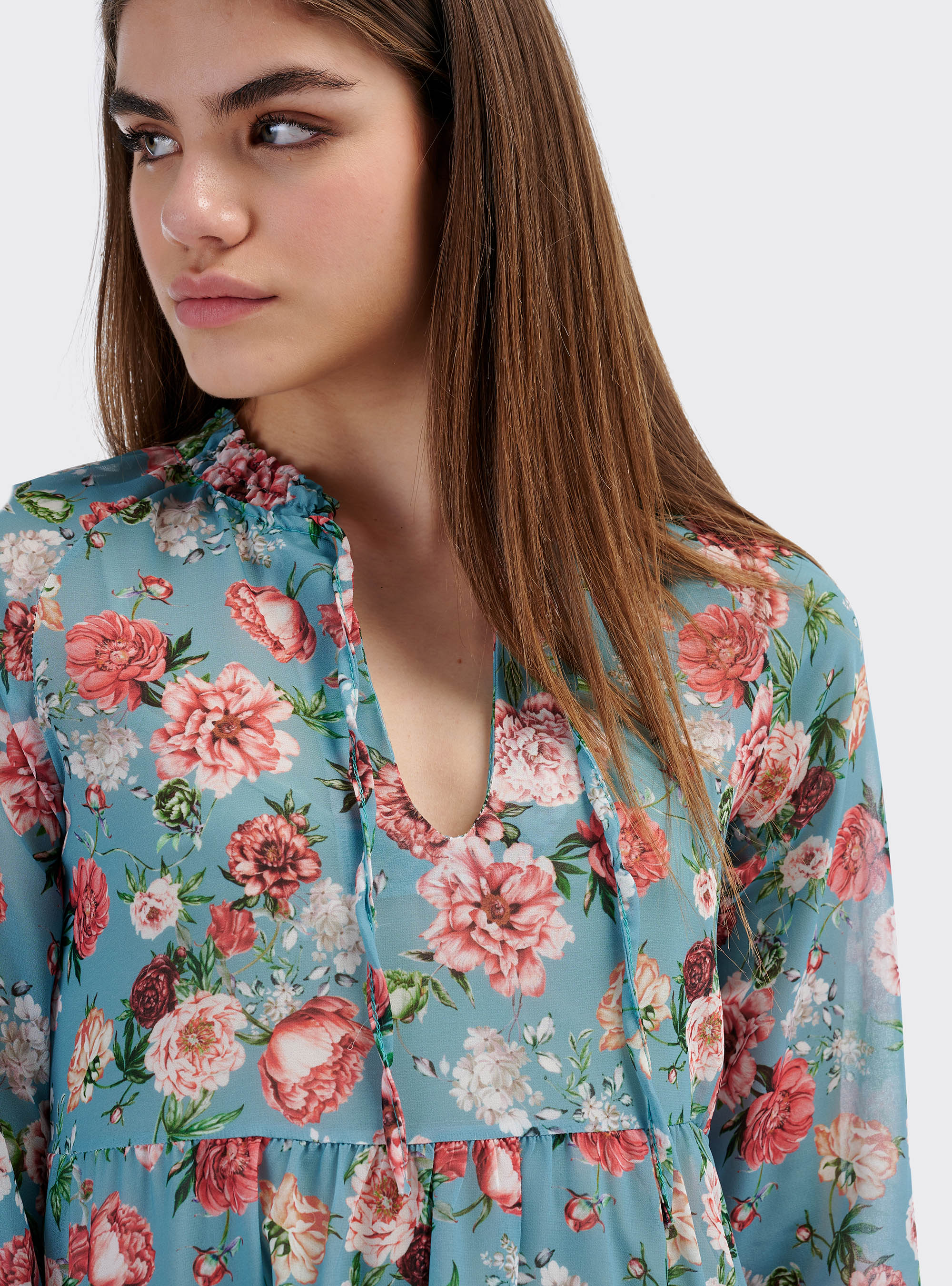 Robe babydoll &agrave; imprim&eacute; floral color&eacute;, C663 GREEN