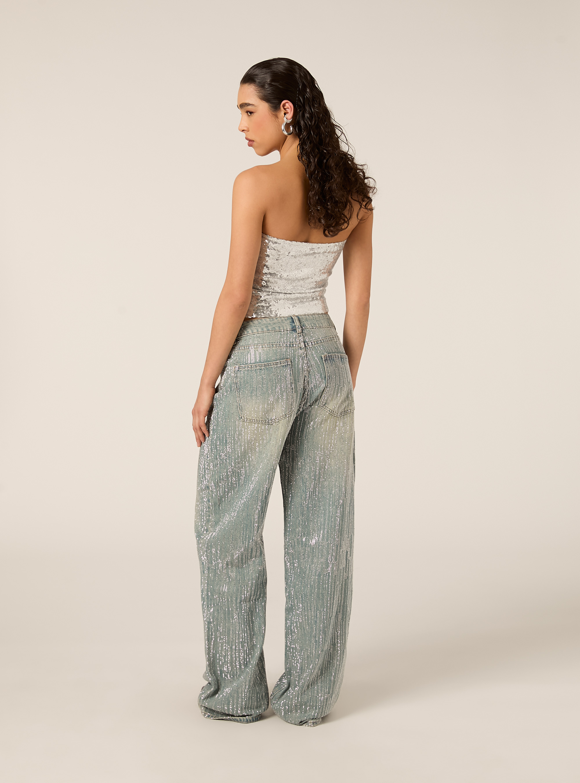 Top a fascia in paillettes, SV2 SILVER MEDIUM