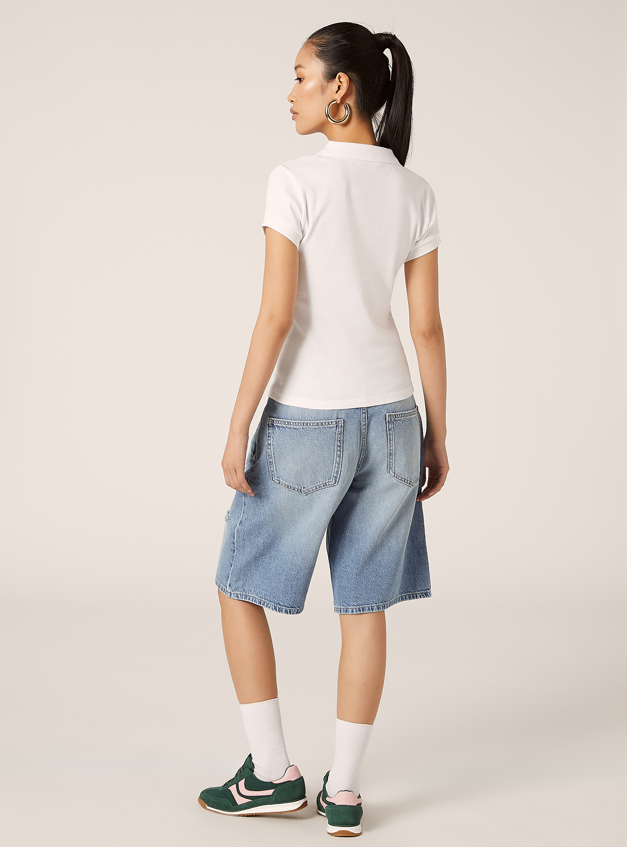 Ribbed cotton polo shirt, WH3 WHITE