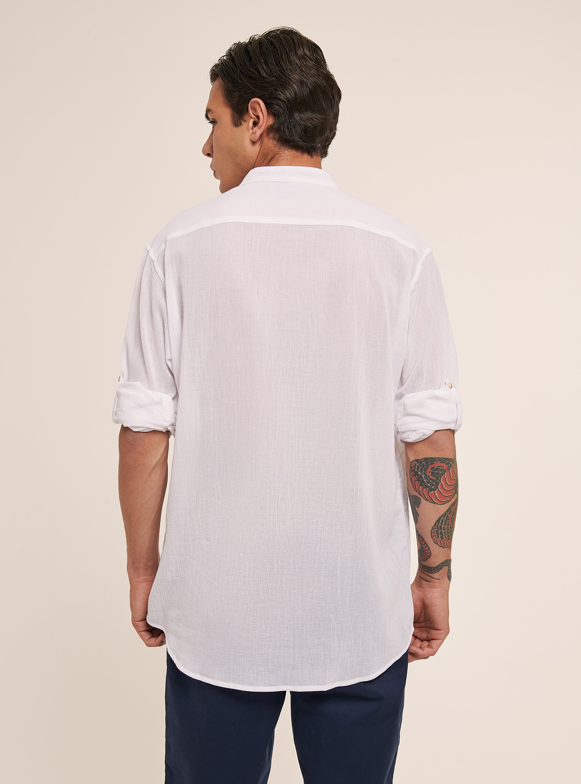 Long-sleeved cotton shirt, WHITE