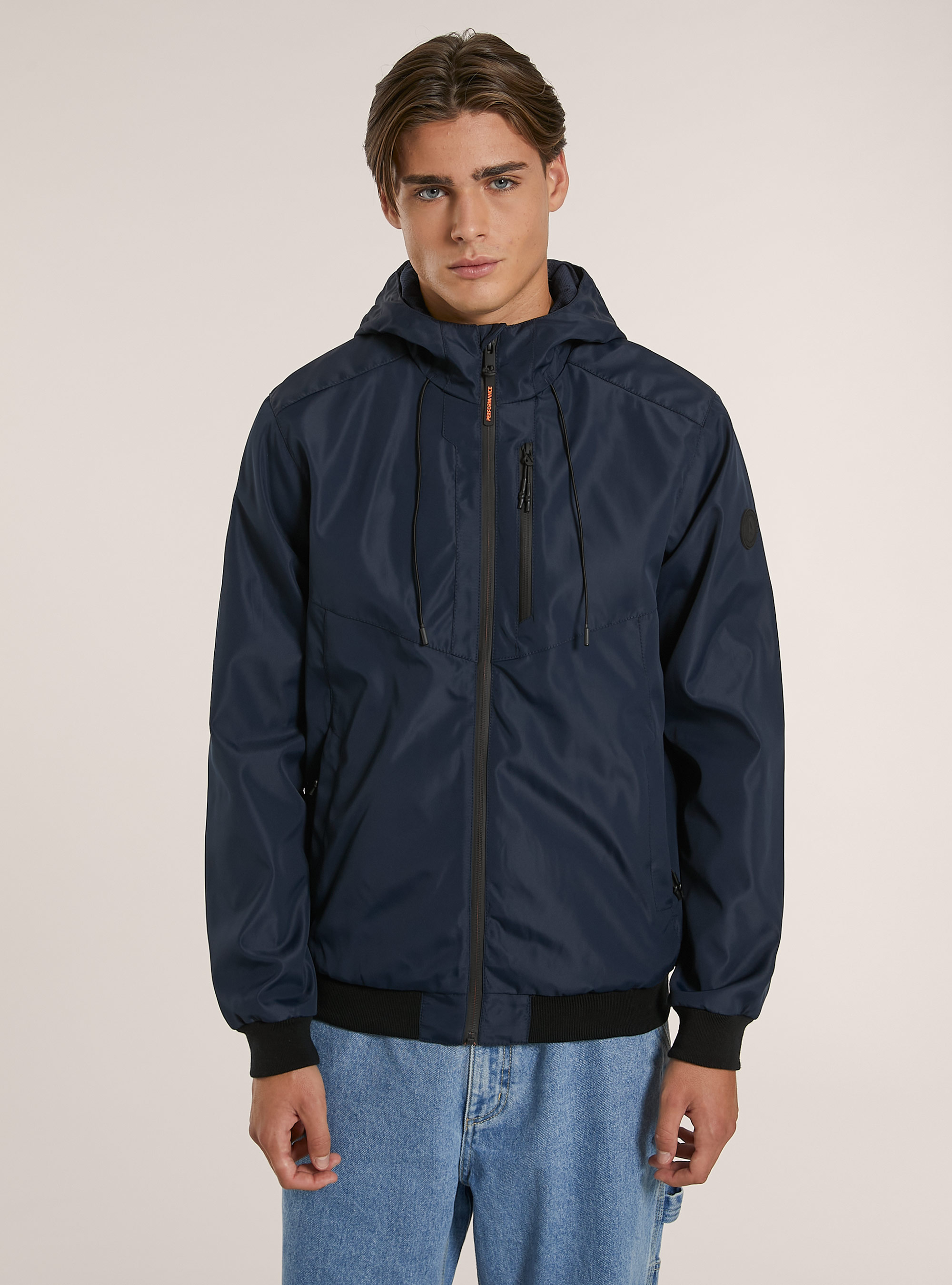 Winddichte Bomberjacke mit Kapuze, NA1 NAVY DARK