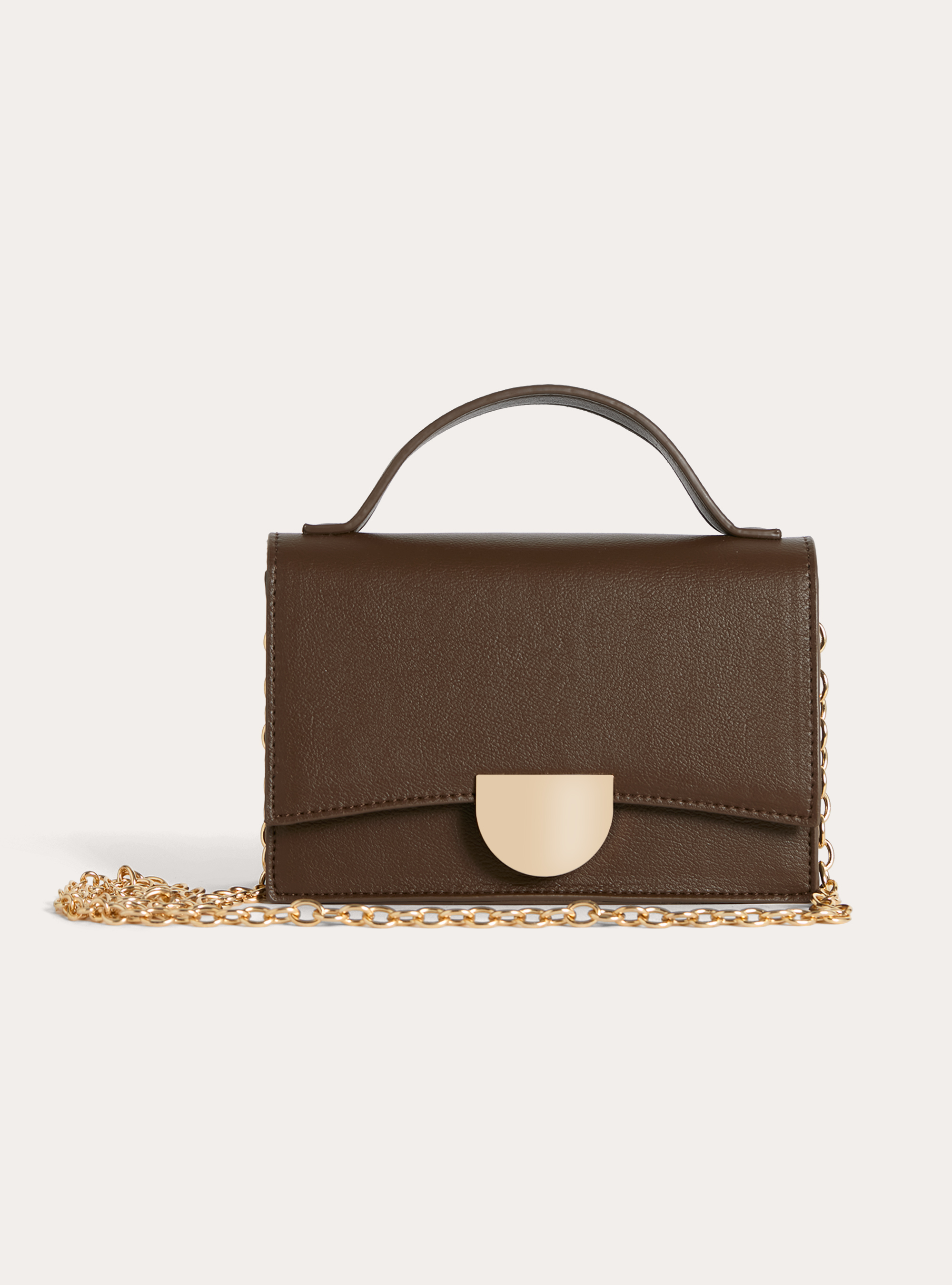 Borsa a tracolla con fibbia, BR1 BROWN DARK