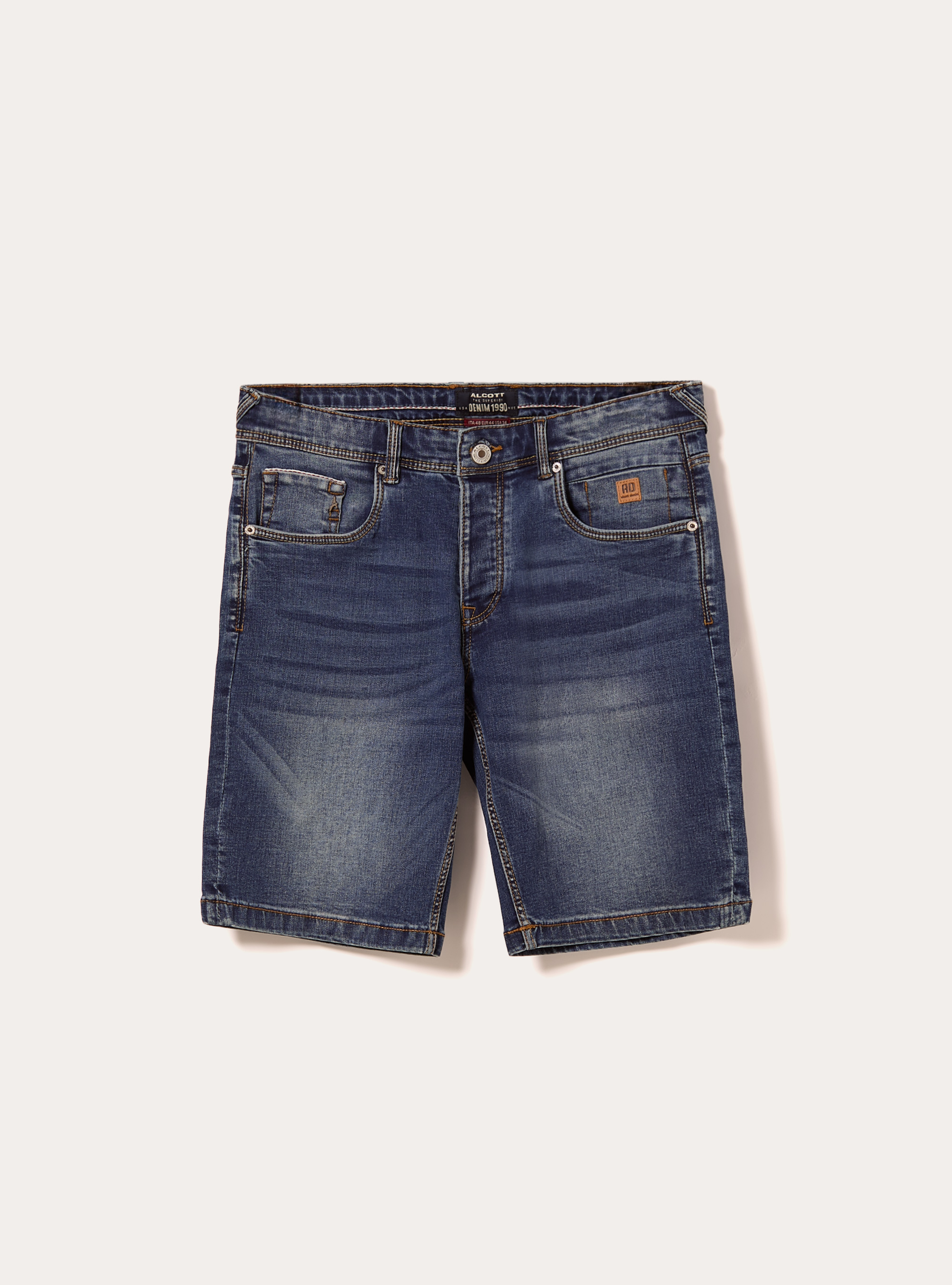 Skinny Fit Denim Bermuda Shorts, D003 MEDIUM BLUE