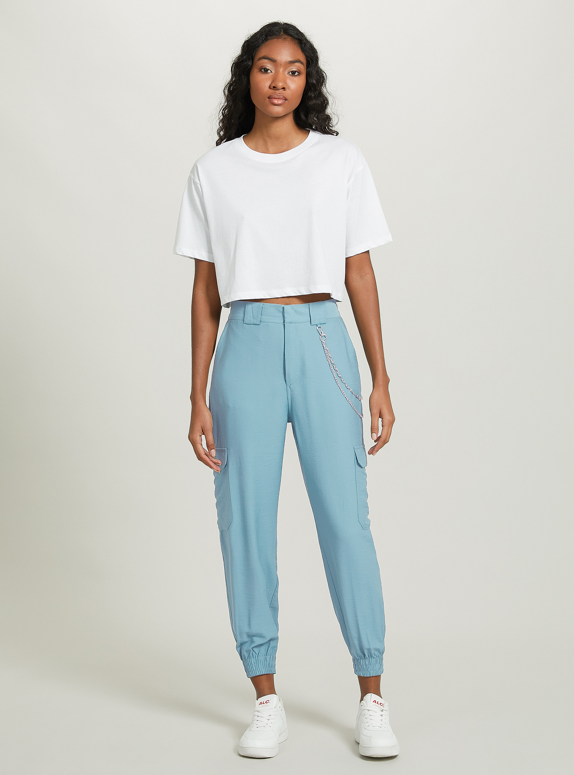 Hose aus einer Leinenmischung mit Kette, AZ2 AZURE MEDIUM