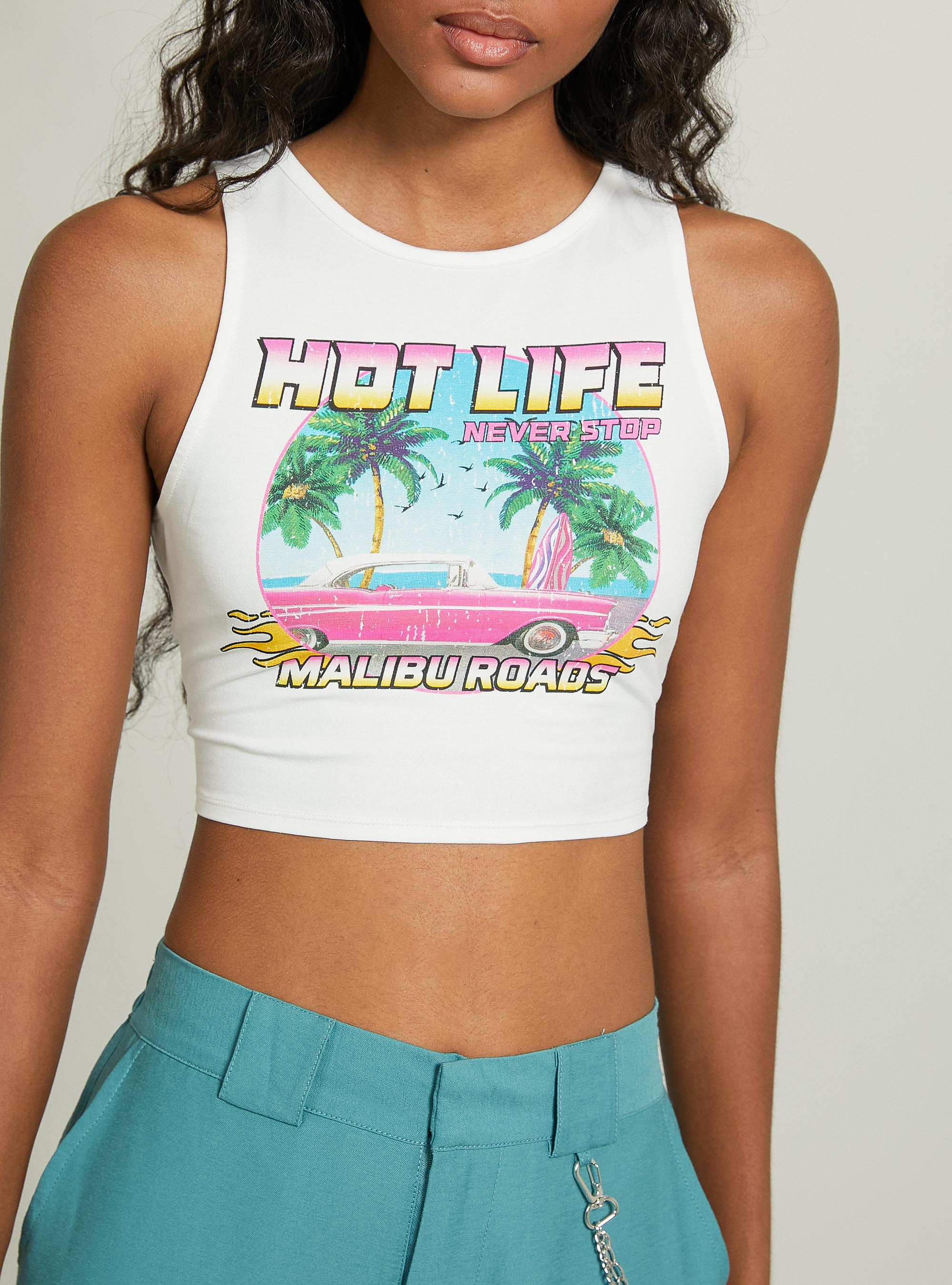 Lace up crop top, WH2 WHITE