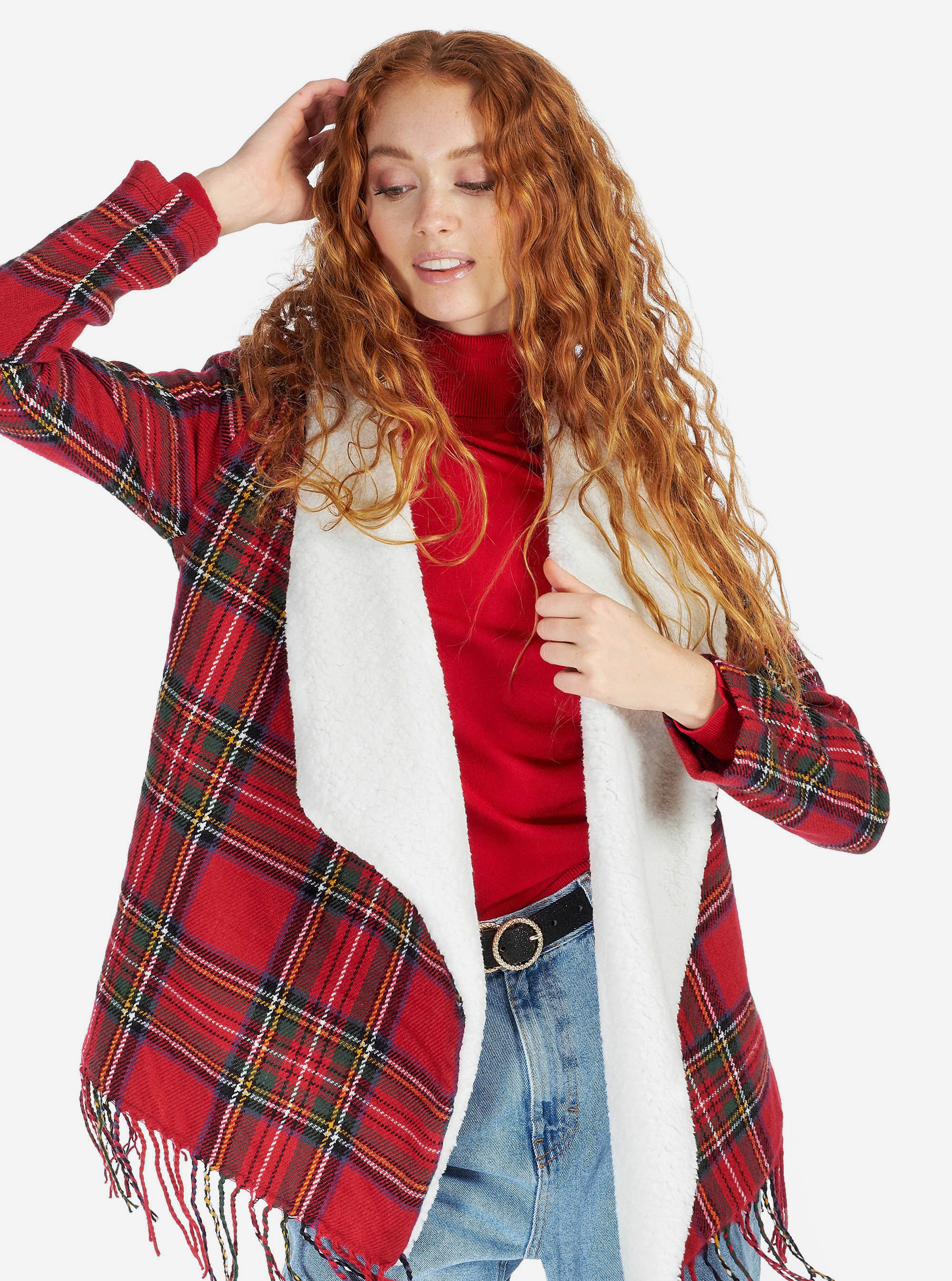 JACKET WITH FRINGES, RED