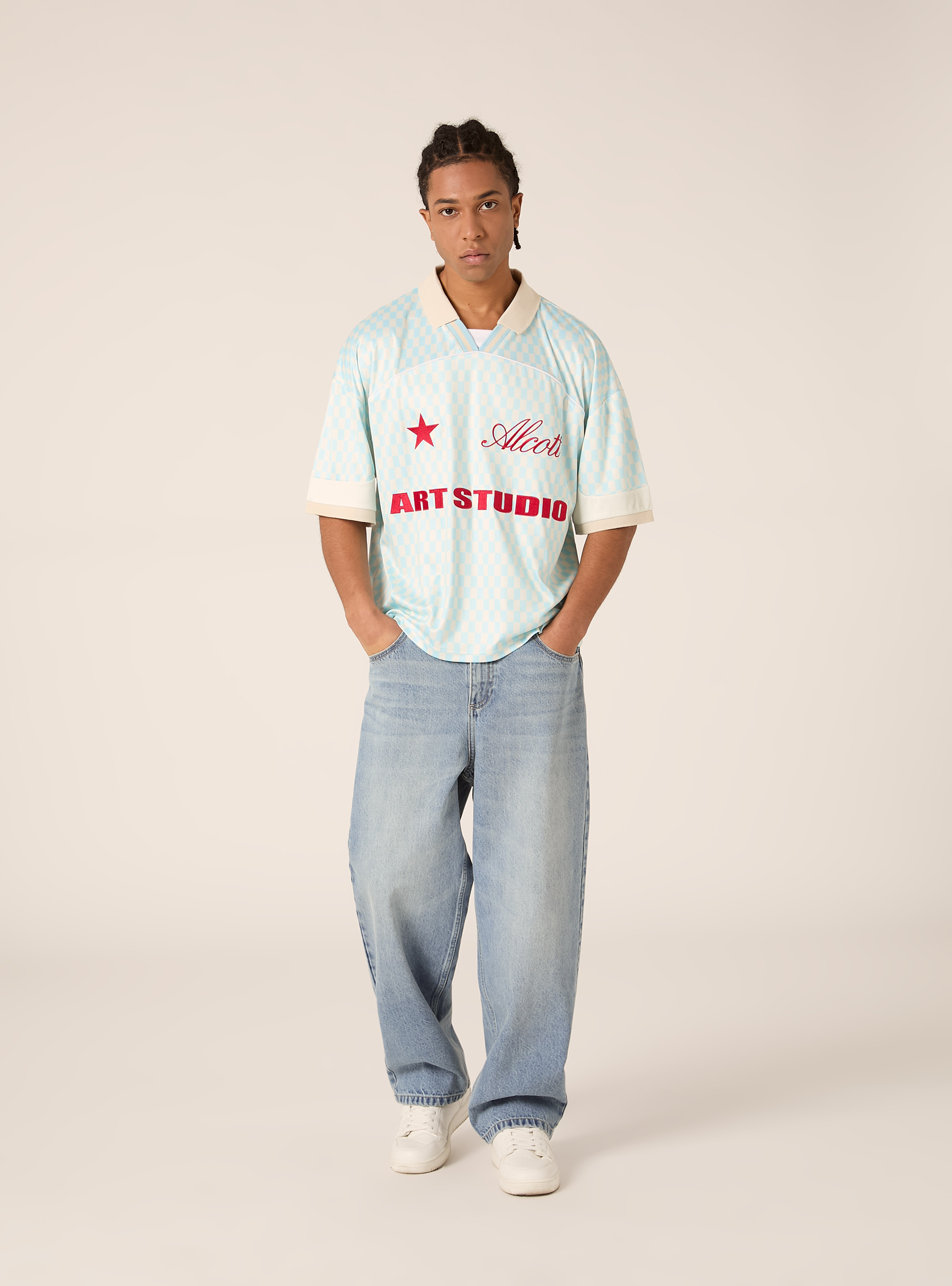 Polo-Shirt mit Art Studio Print, AZ3 AZURE LIGHT