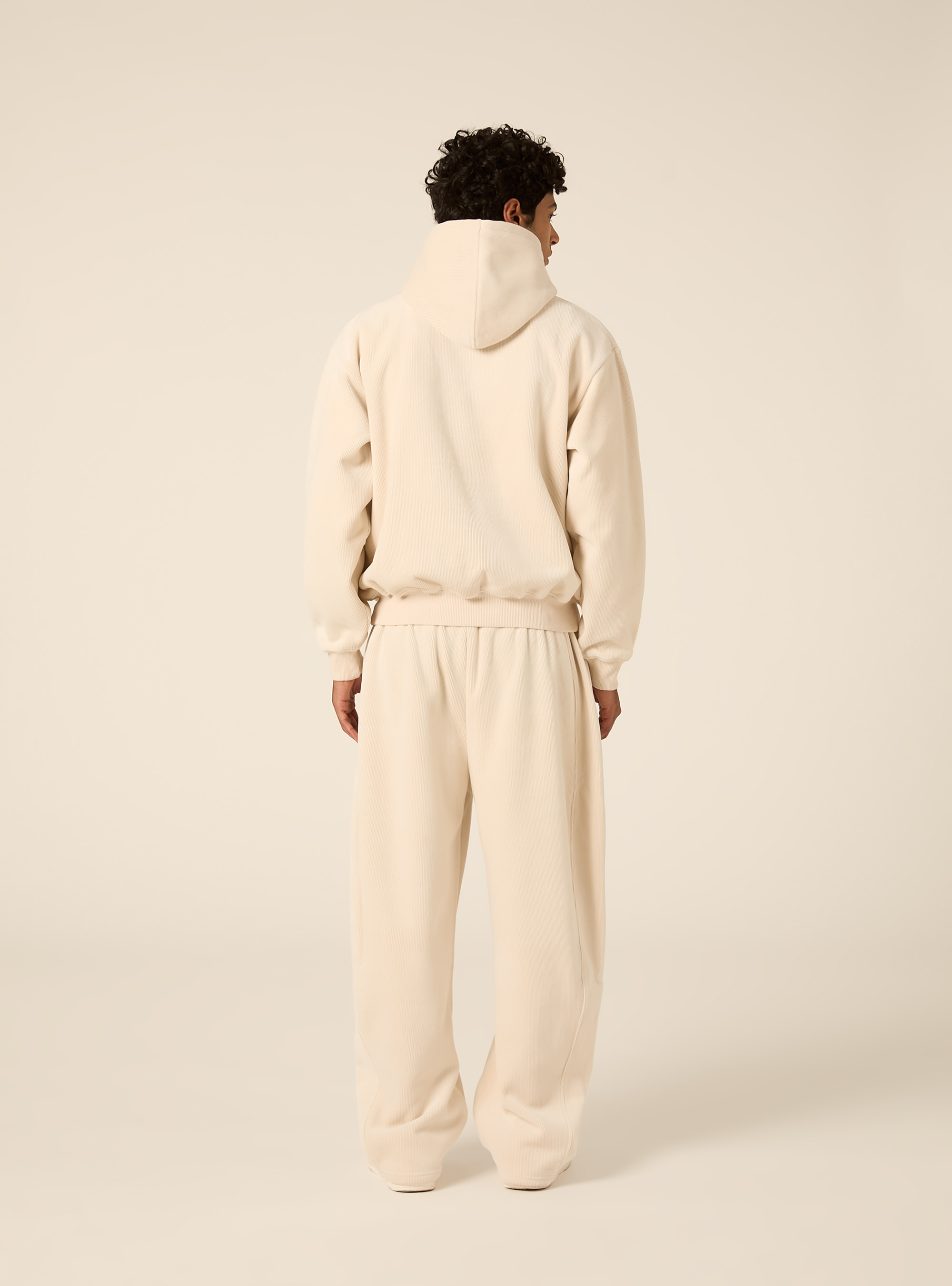Felpa con cappuccio boxy fit in velluto a coste, CR3 CREAM LIGHT