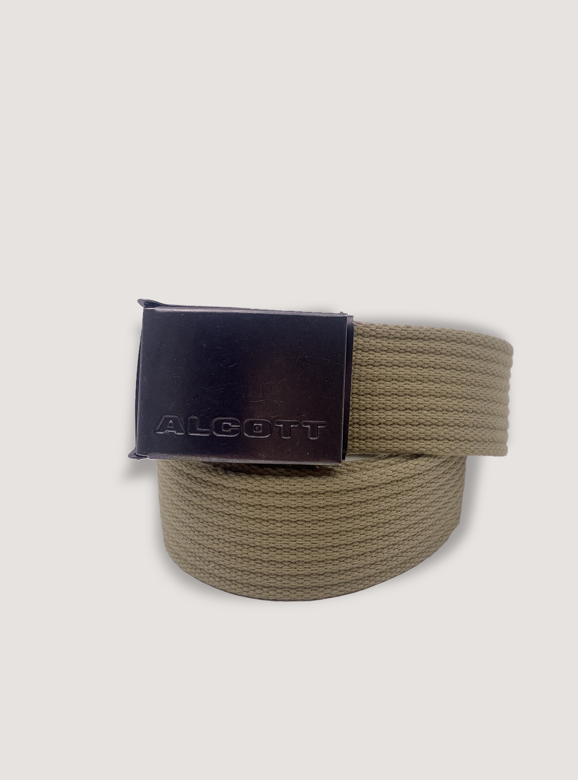 Woven belt with snap closure, BEIGE