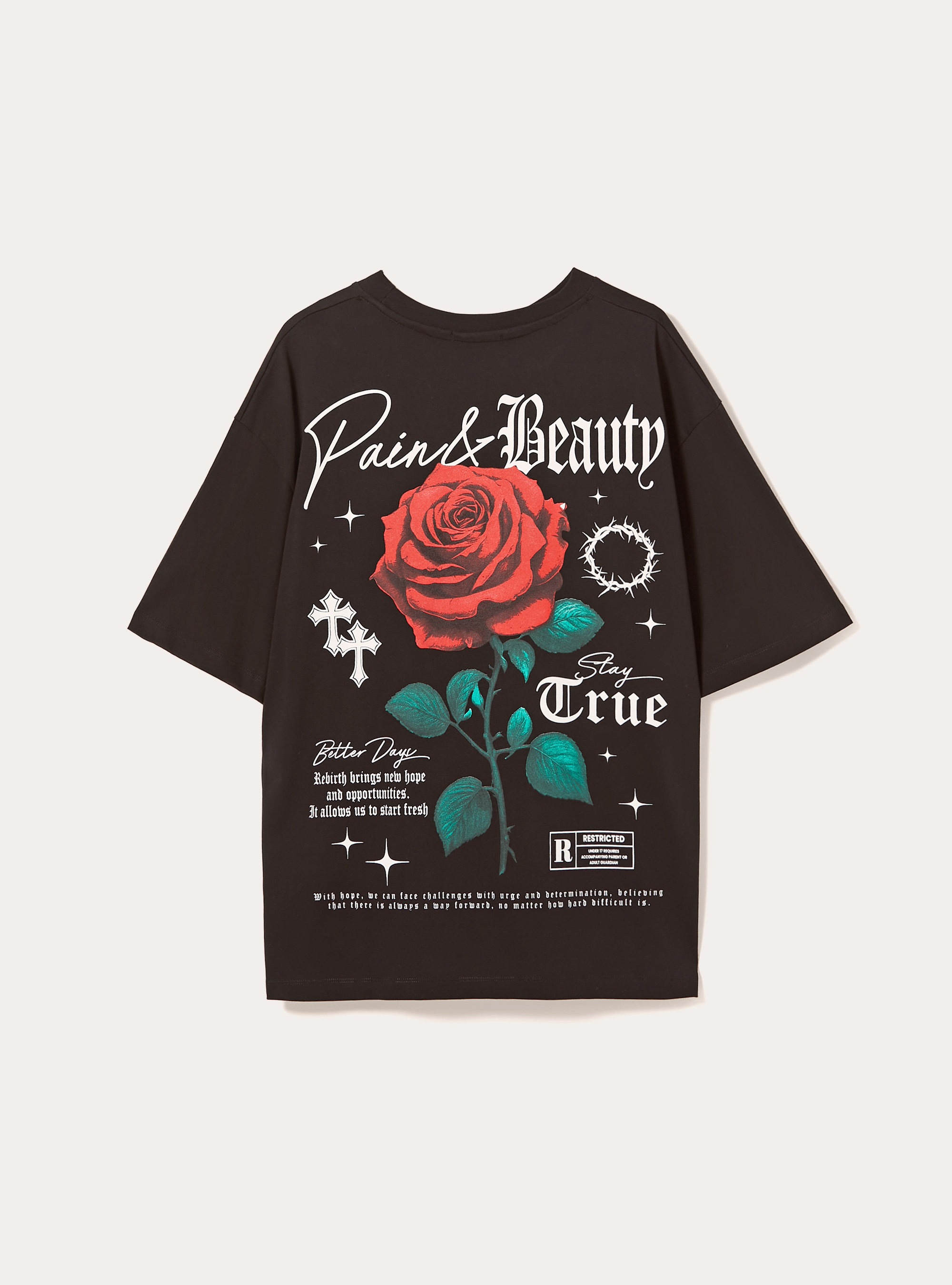 T-Shirt mit Boxy-Passform und POP STATEMENT-Aufdruck, BK1 BLACK