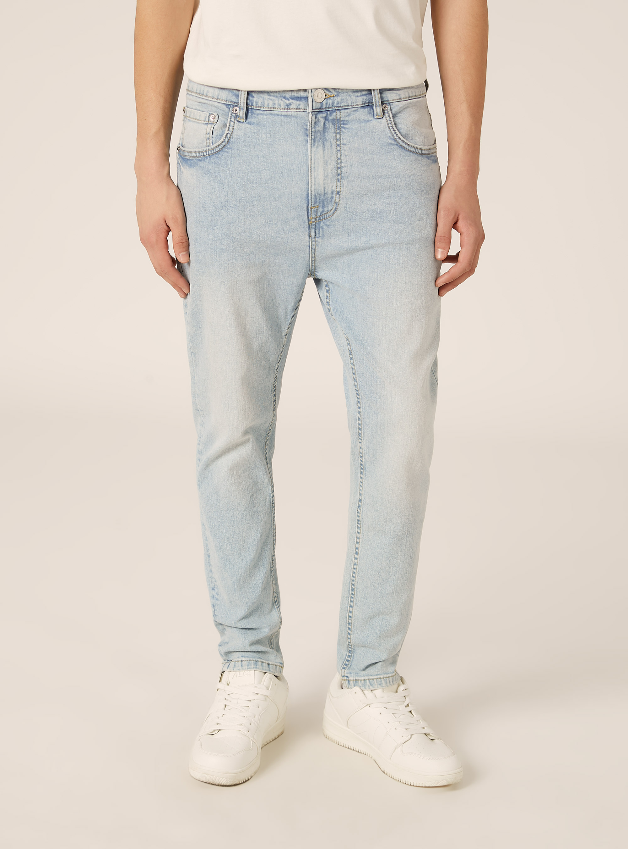 Stretch denim carrot fit jeans, D007 LIGHT AZURE