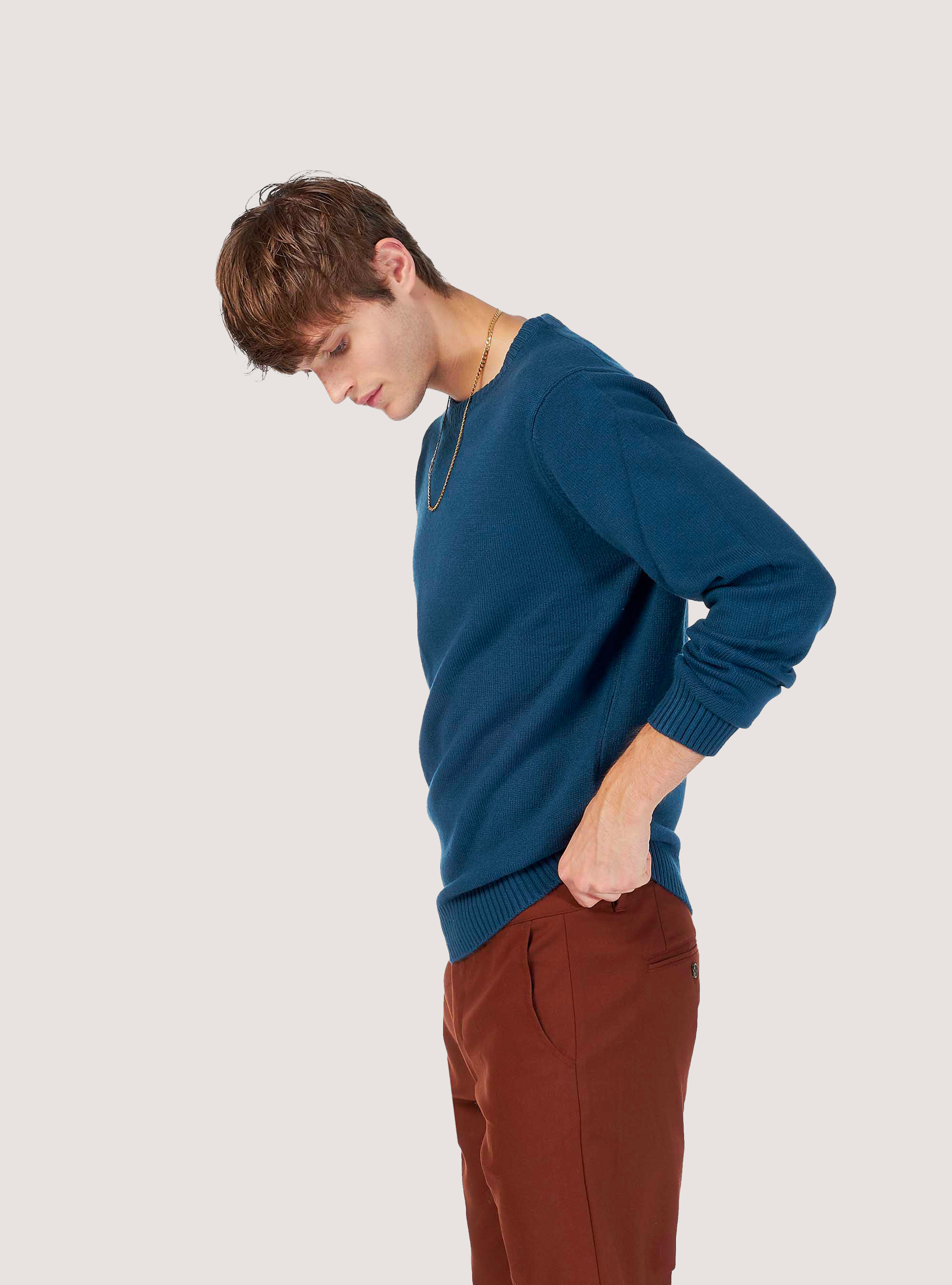 JERSEY CUELLO REDONDO, ACEITE AZUL