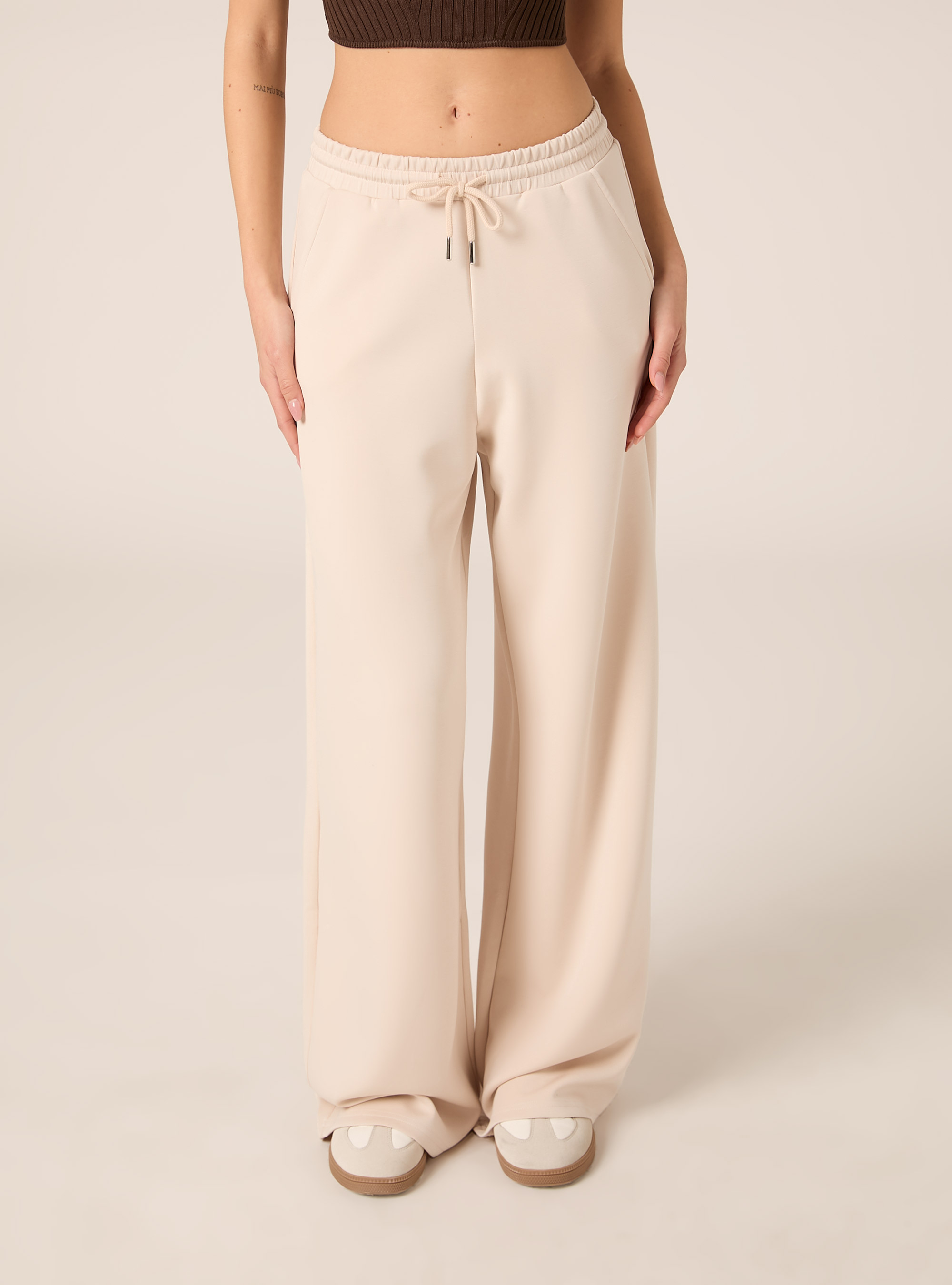 Soft touch wide leg joggers, CR3 CREAM LIGHT