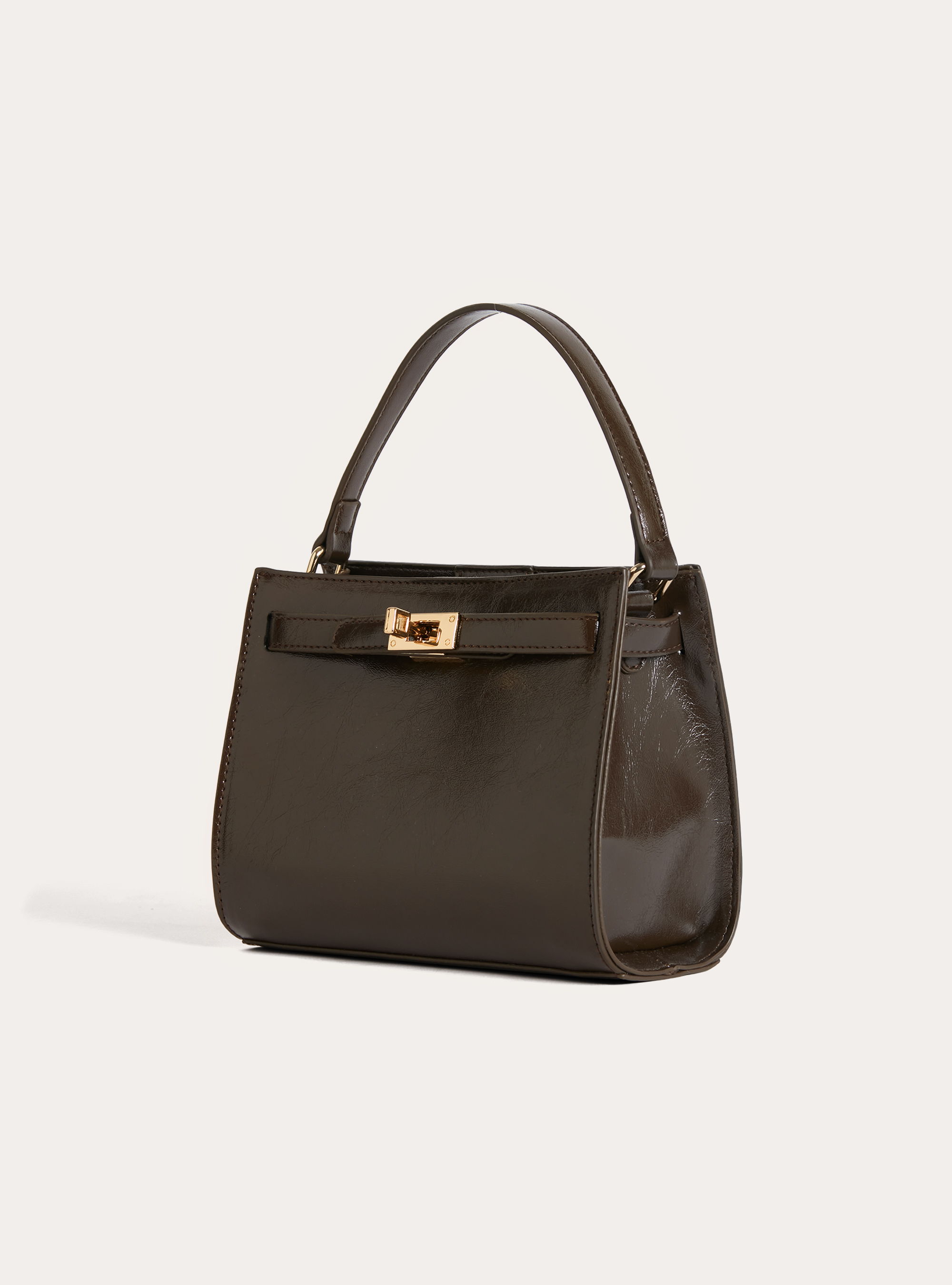 Borsa a tracolla con fibbia, BR1 BROWN DARK