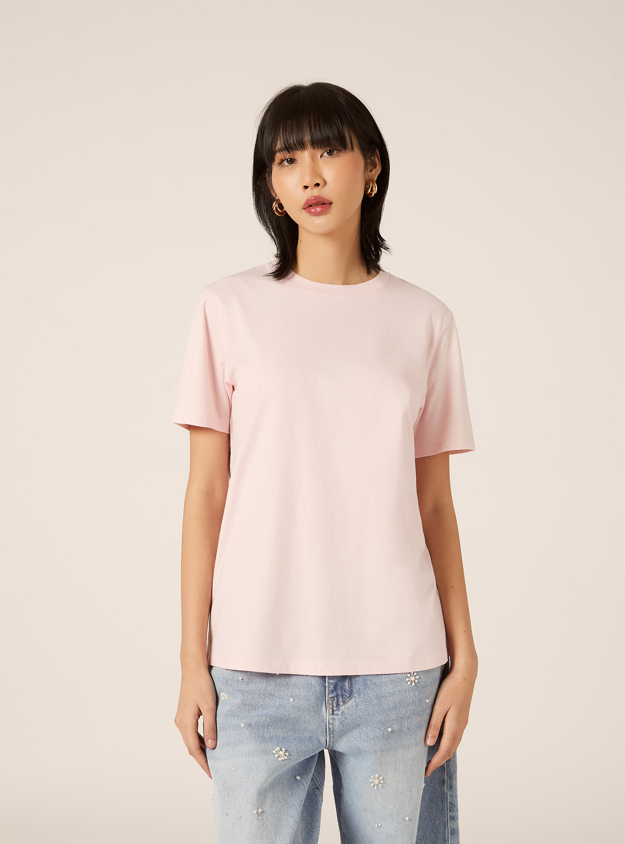 Cotton crew neck T-shirt, PK3 PINK LIGHT