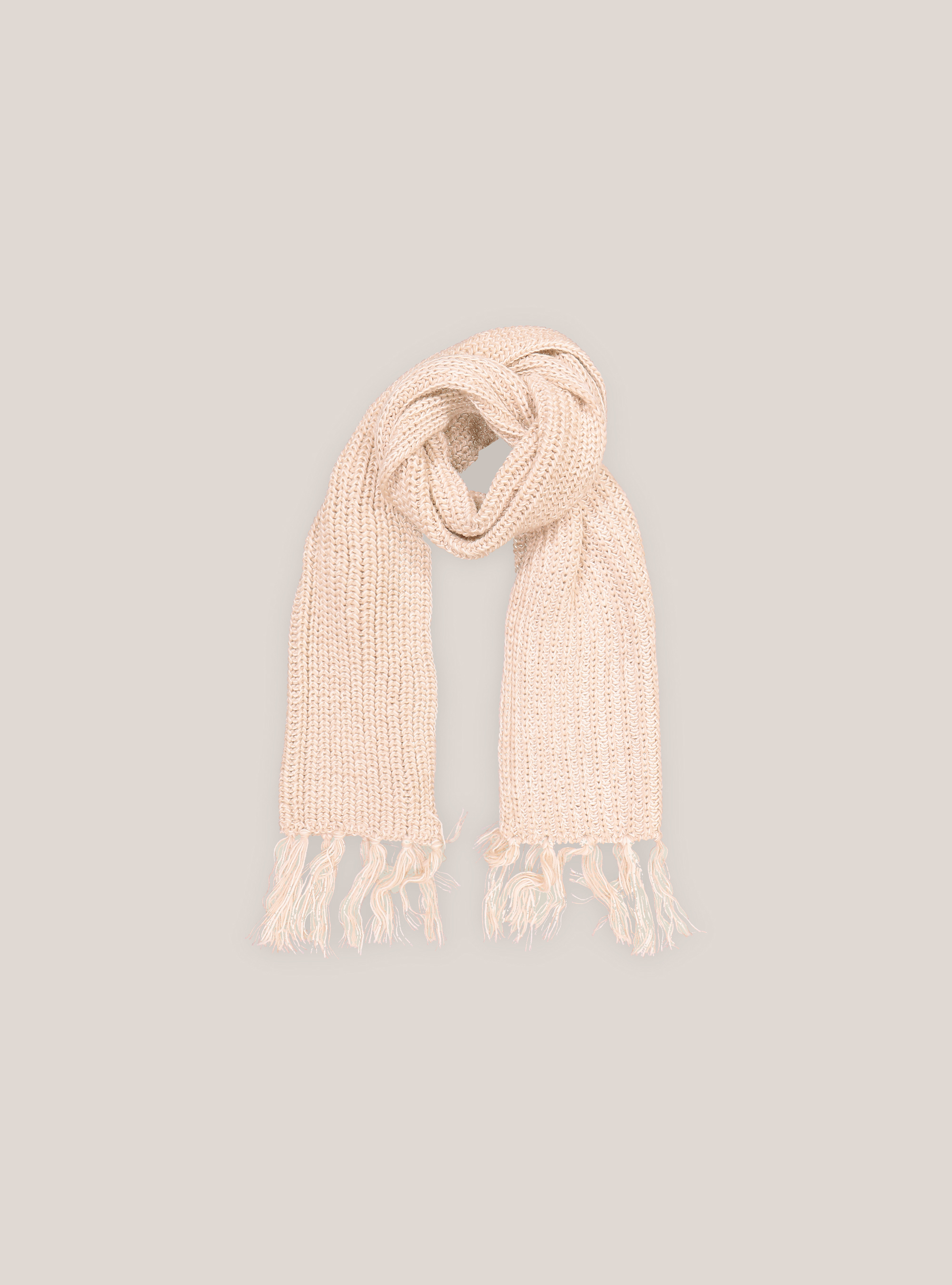Sciarpone tinta unita con frange, C0580 BEIGE MELANGE
