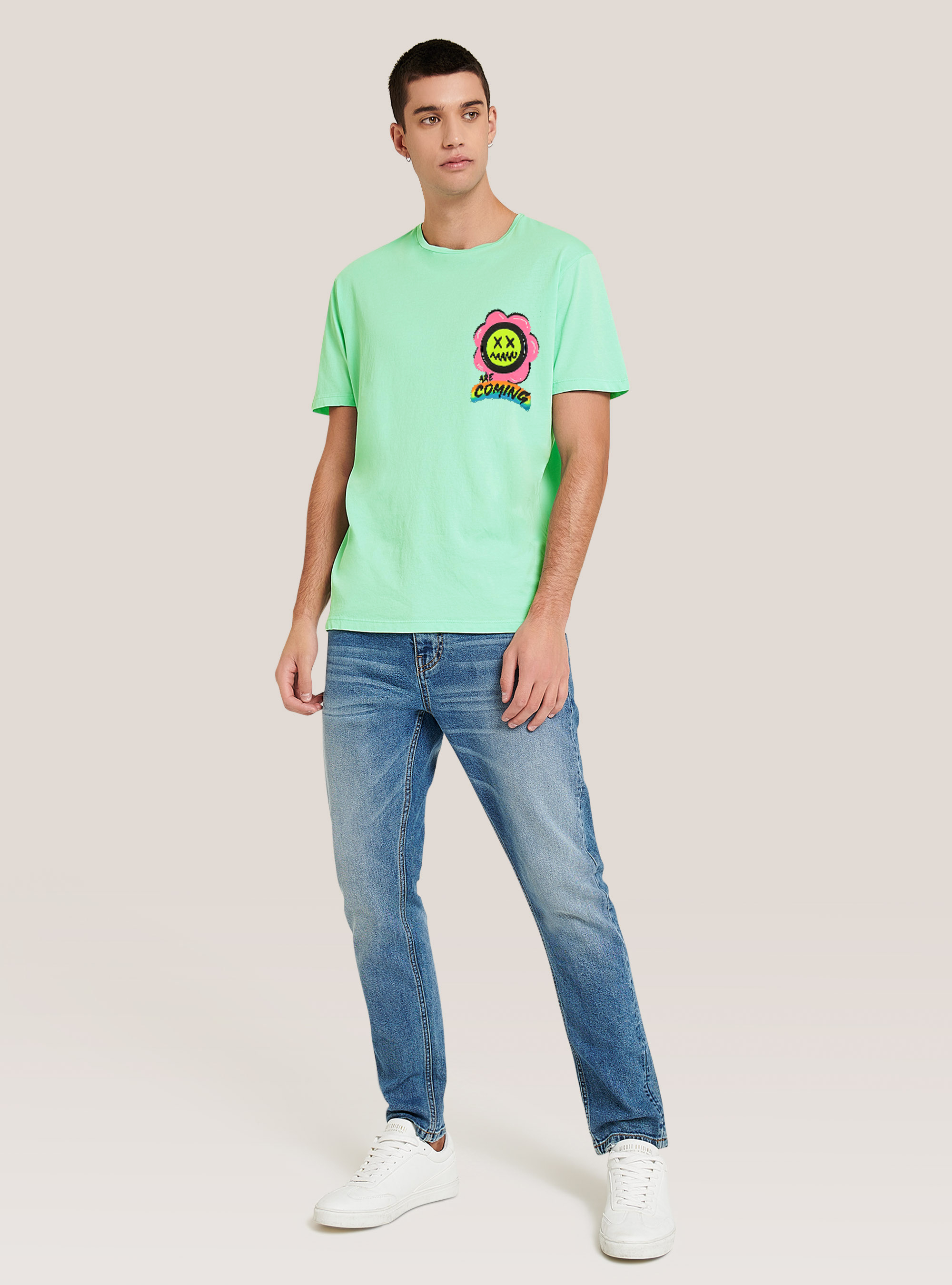 Maglietta con stampa Smile Collection, GN2 GREEN MEDIUM