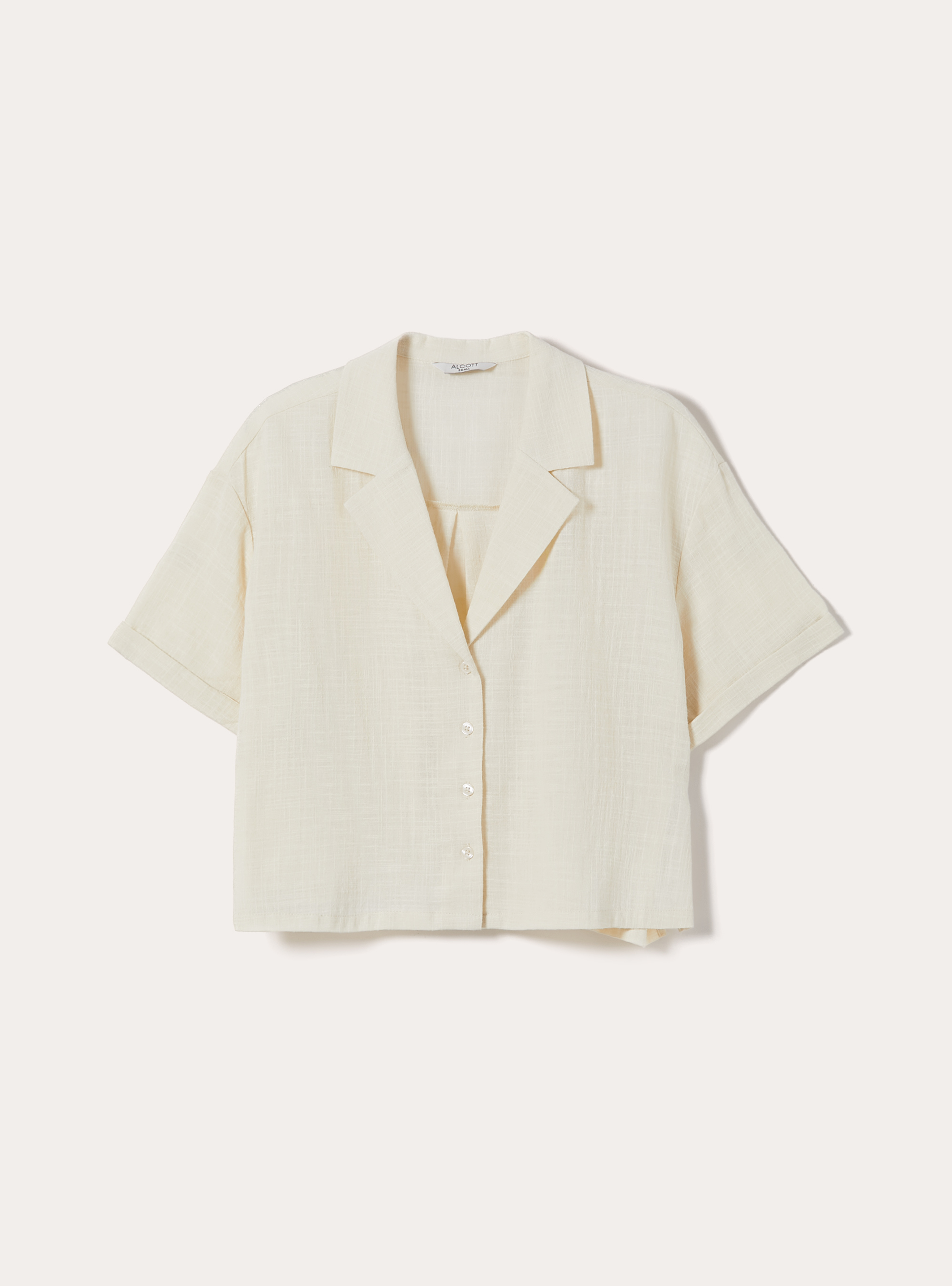 Camicia maniche corte crop, MBG3 BEIGE MEL LIGHT